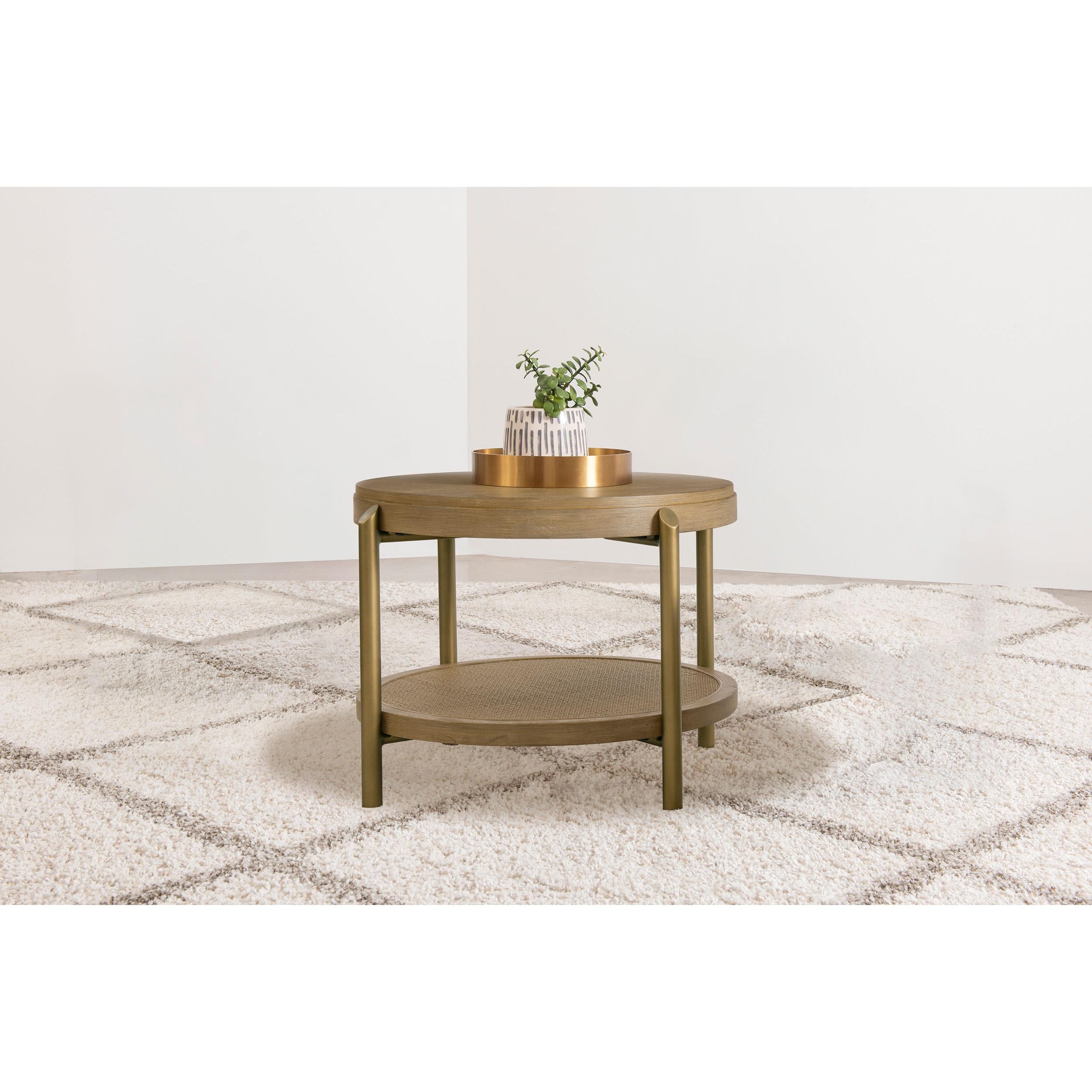  Coaster Furniture Arini 706187 Round Side Table With Storage Shelf - Sand Wash IMAGE 4