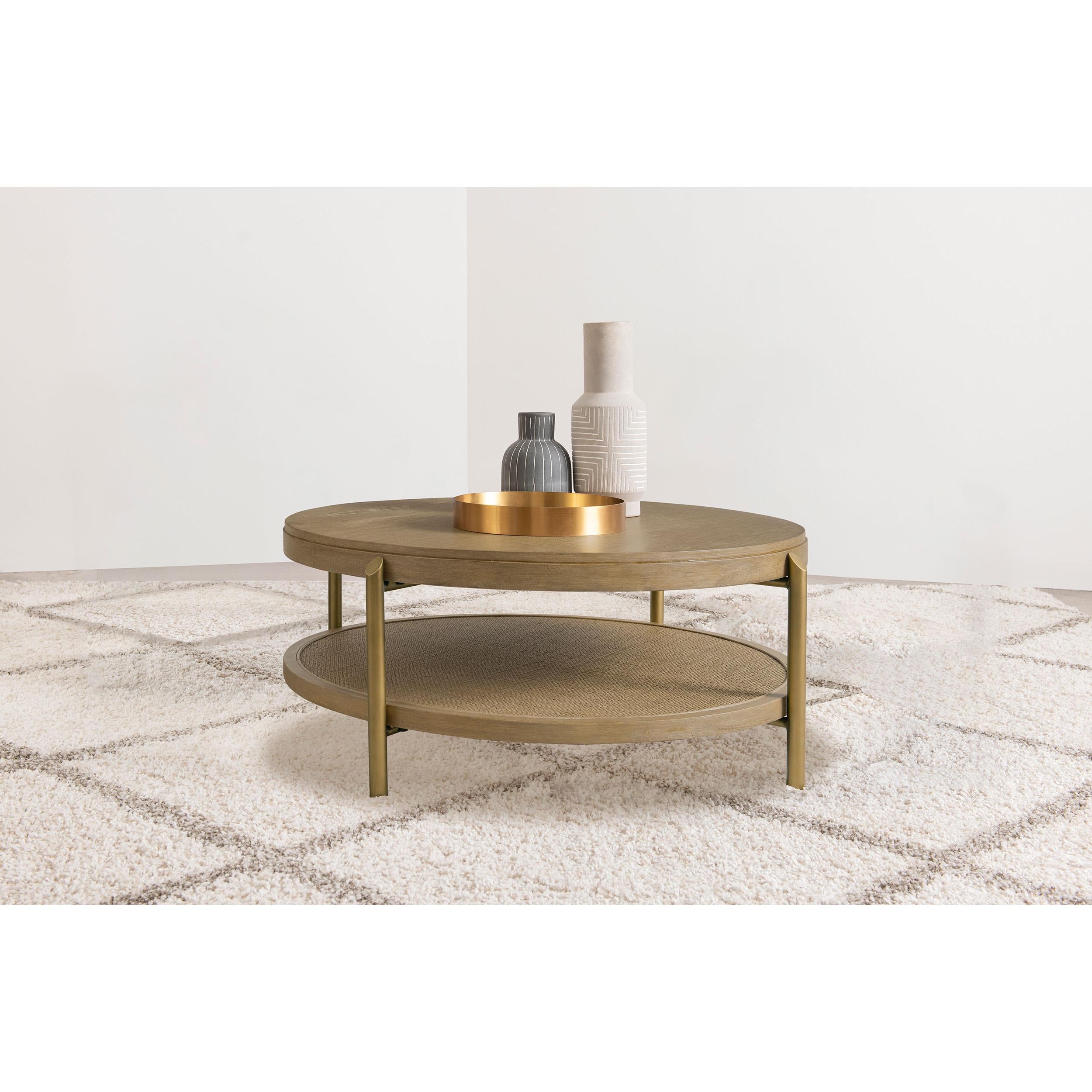  Coaster Furniture Arini 706188 Round Coffee Table With Storage Shelf - Sand Wash IMAGE 3