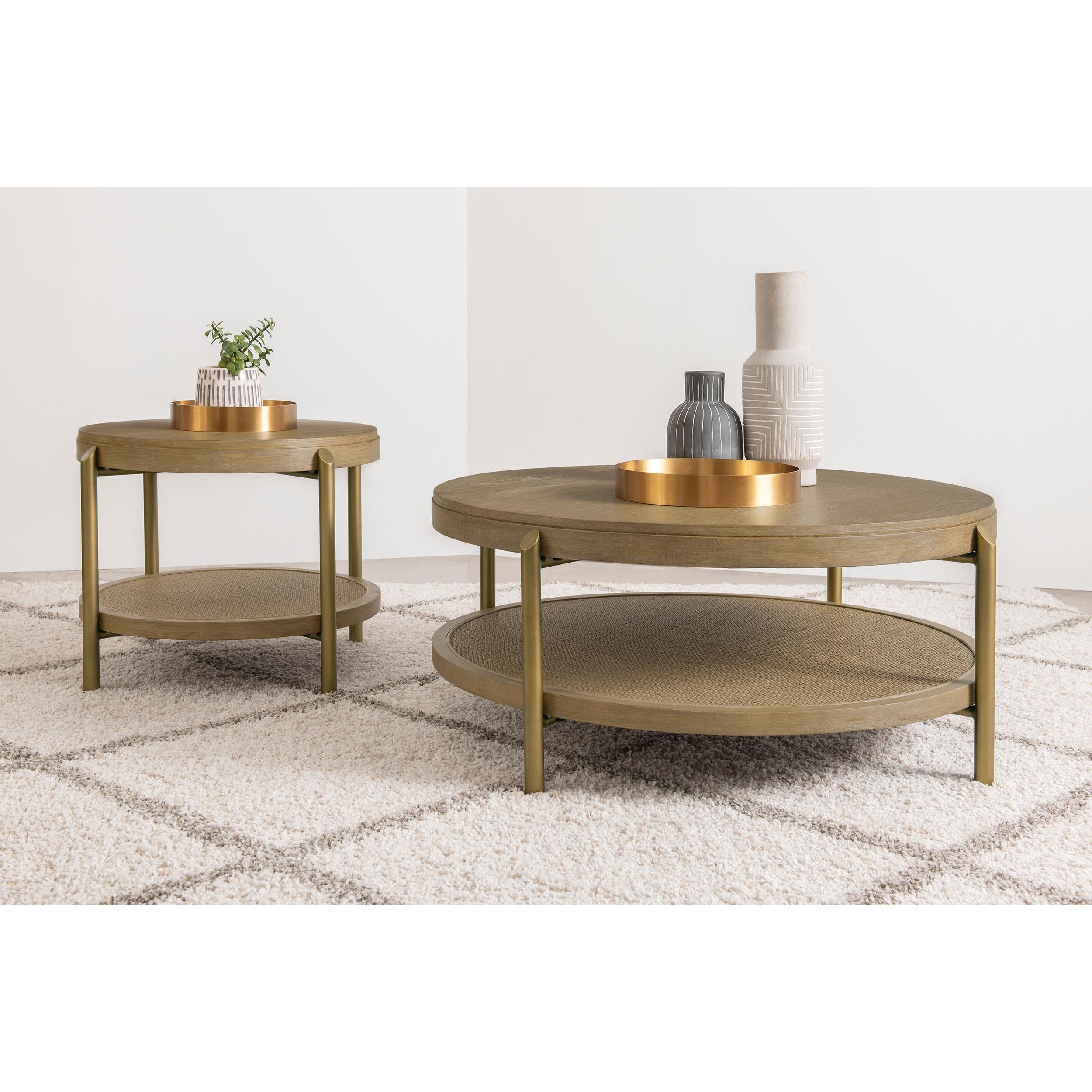  Coaster Furniture Arini 706188-S2 2-piece Round Coffee and End Table Set - Sand Wash IMAGE 2