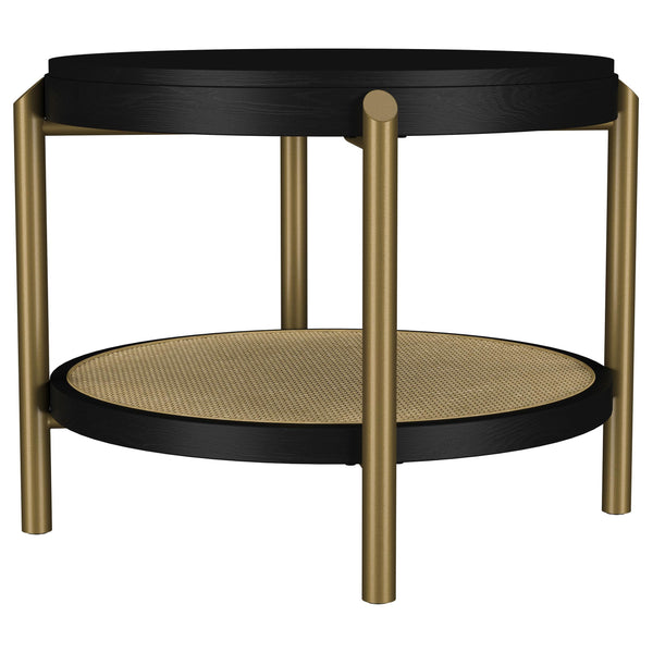 Coaster Furniture Arini 706197 Round Side Table With Storage Shelf - Black