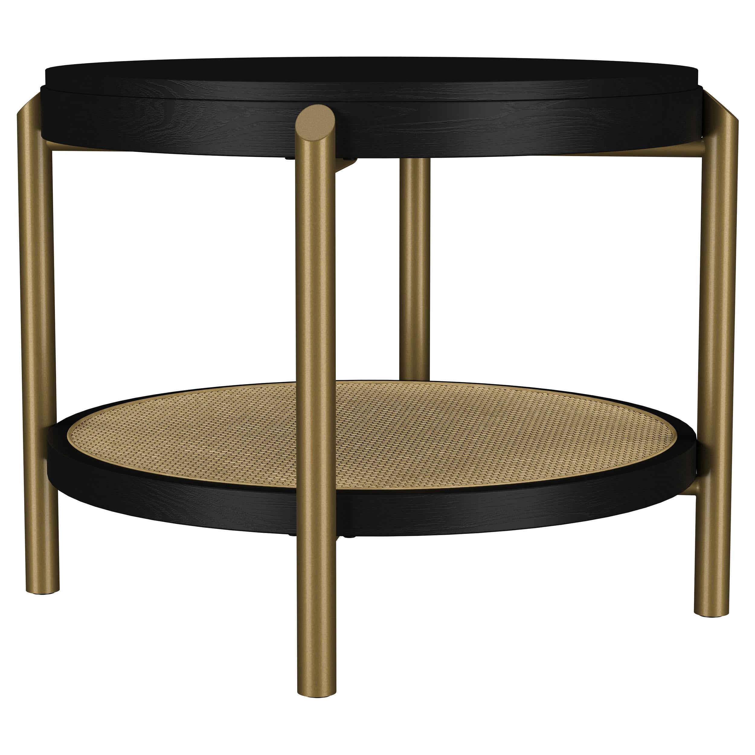  Coaster Furniture Arini 706197 Round Side Table With Storage Shelf - Black IMAGE 2