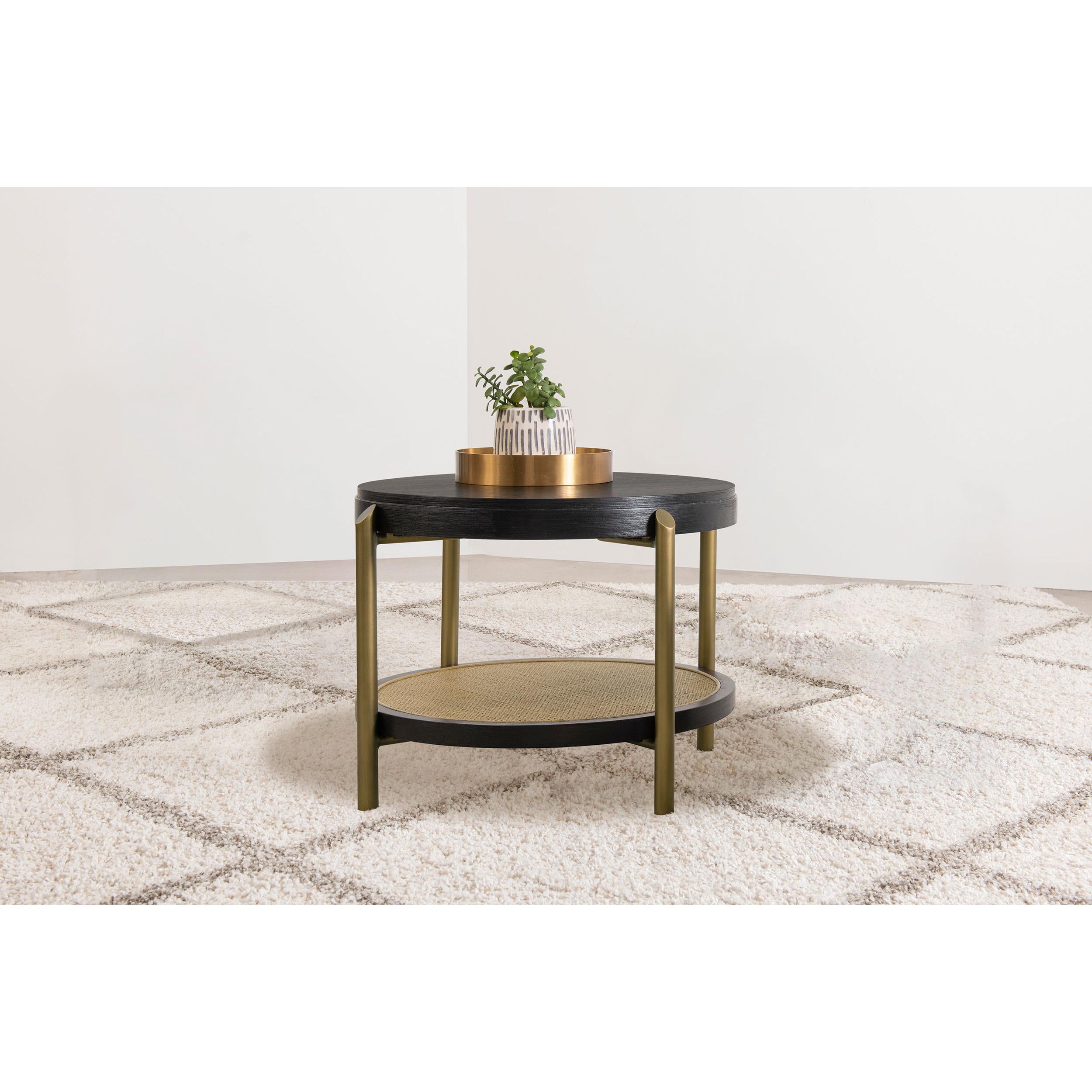  Coaster Furniture Arini 706197 Round Side Table With Storage Shelf - Black IMAGE 5