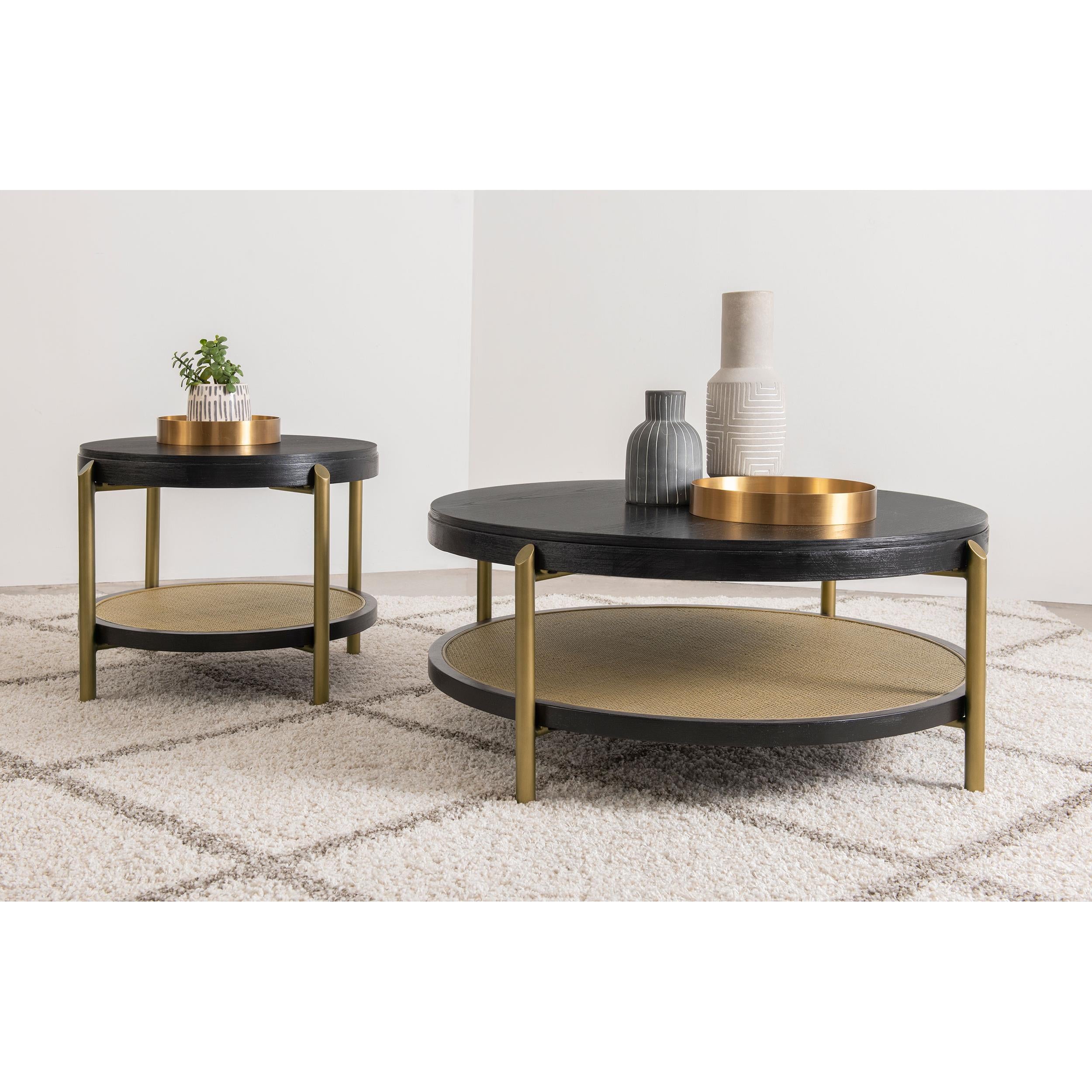  Coaster Furniture Arini 706198 Round Coffee Table With Storage Shelf - Black IMAGE 10