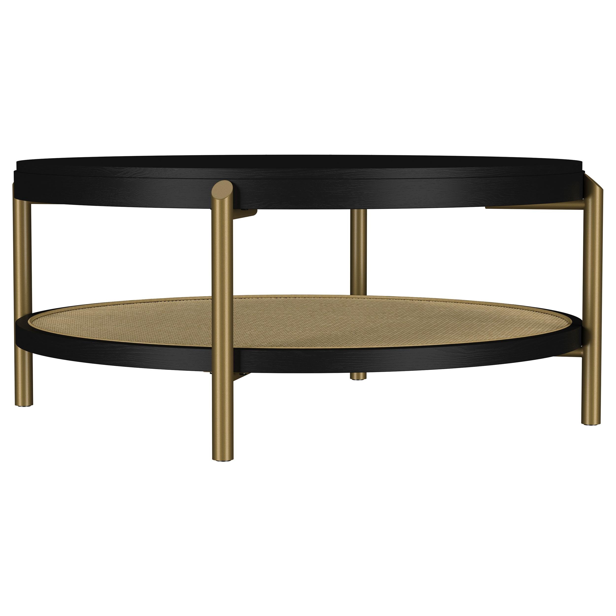  Coaster Furniture Arini 706198 Round Coffee Table With Storage Shelf - Black IMAGE 2