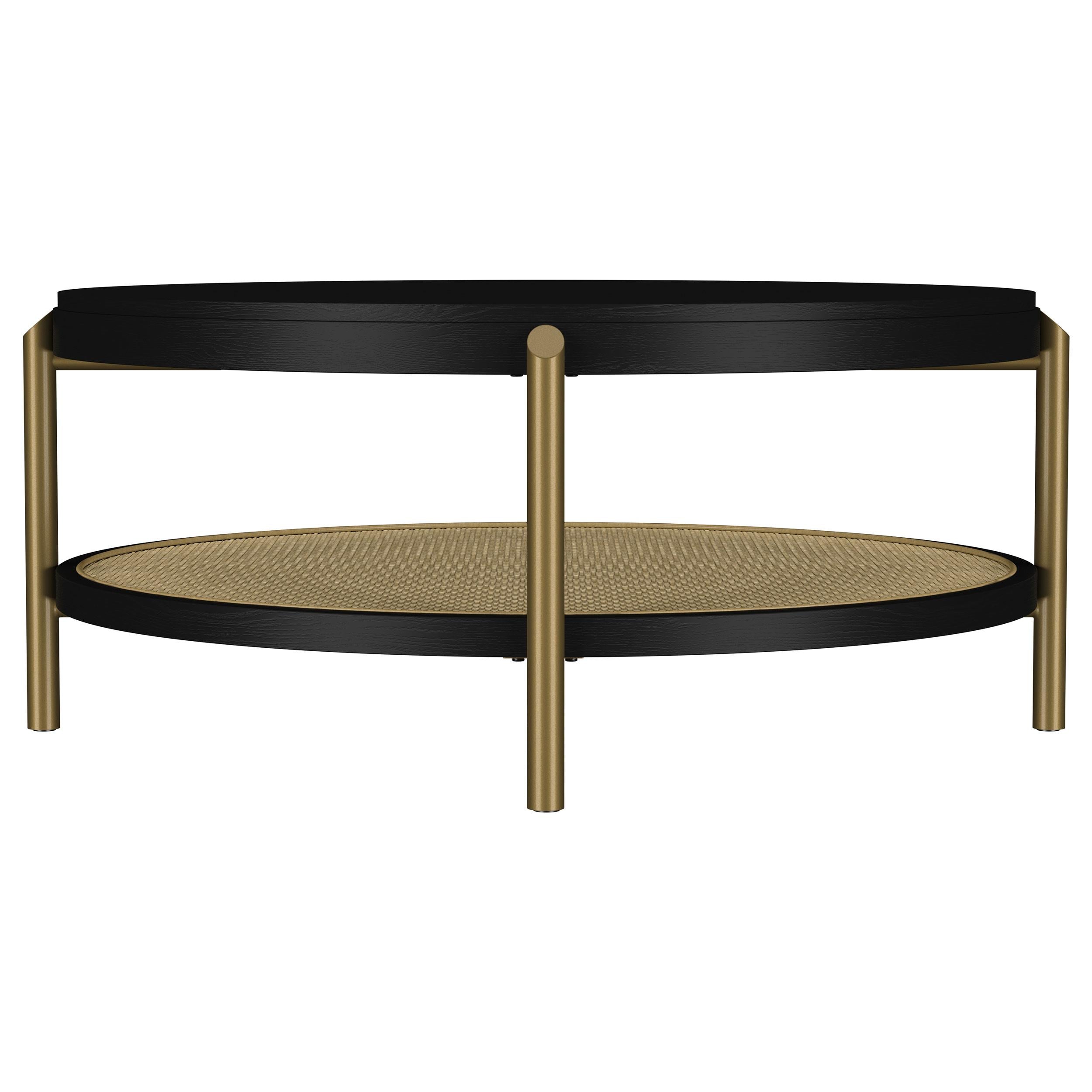  Coaster Furniture Arini 706198 Round Coffee Table With Storage Shelf - Black IMAGE 4