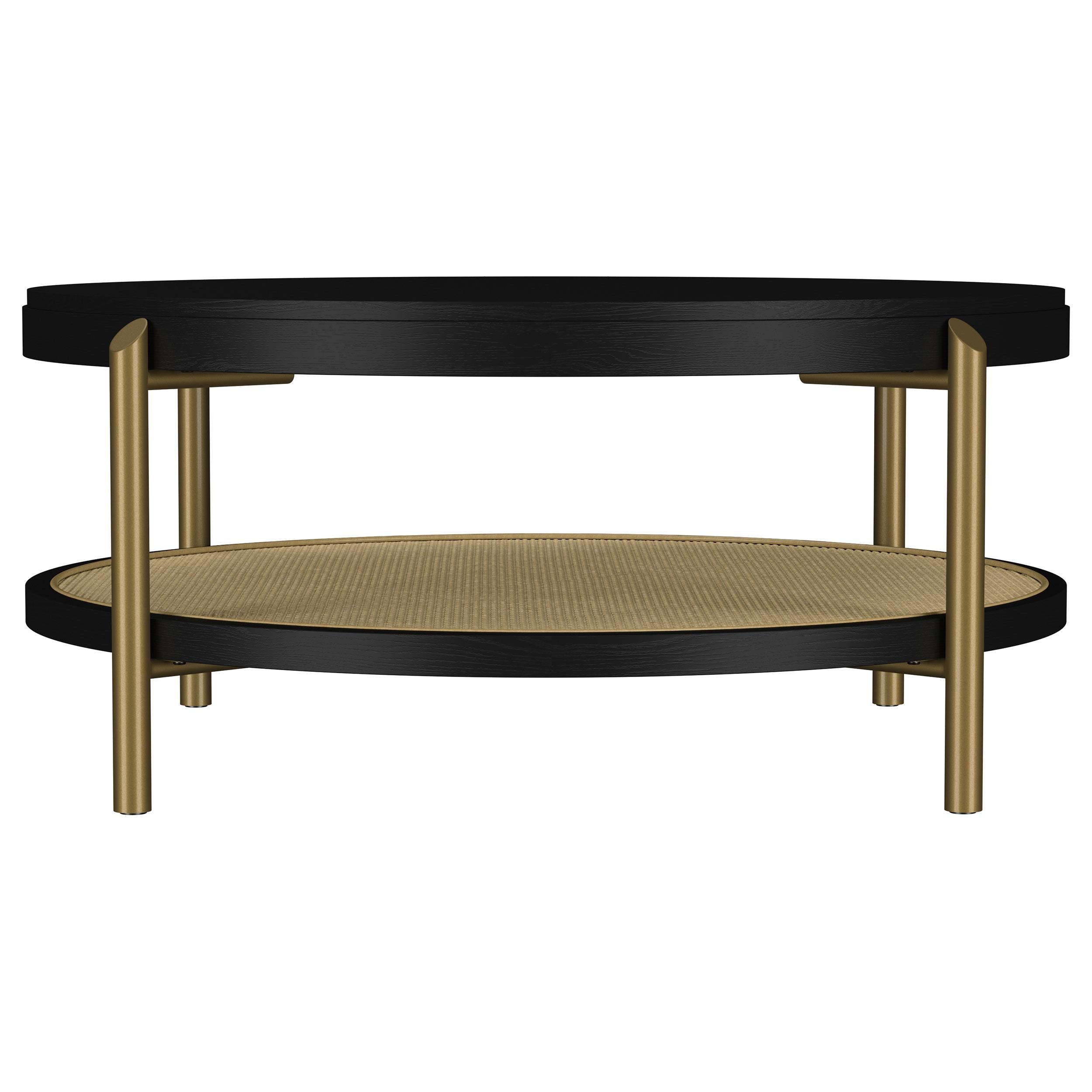  Coaster Furniture Arini 706198 Round Coffee Table With Storage Shelf - Black IMAGE 7