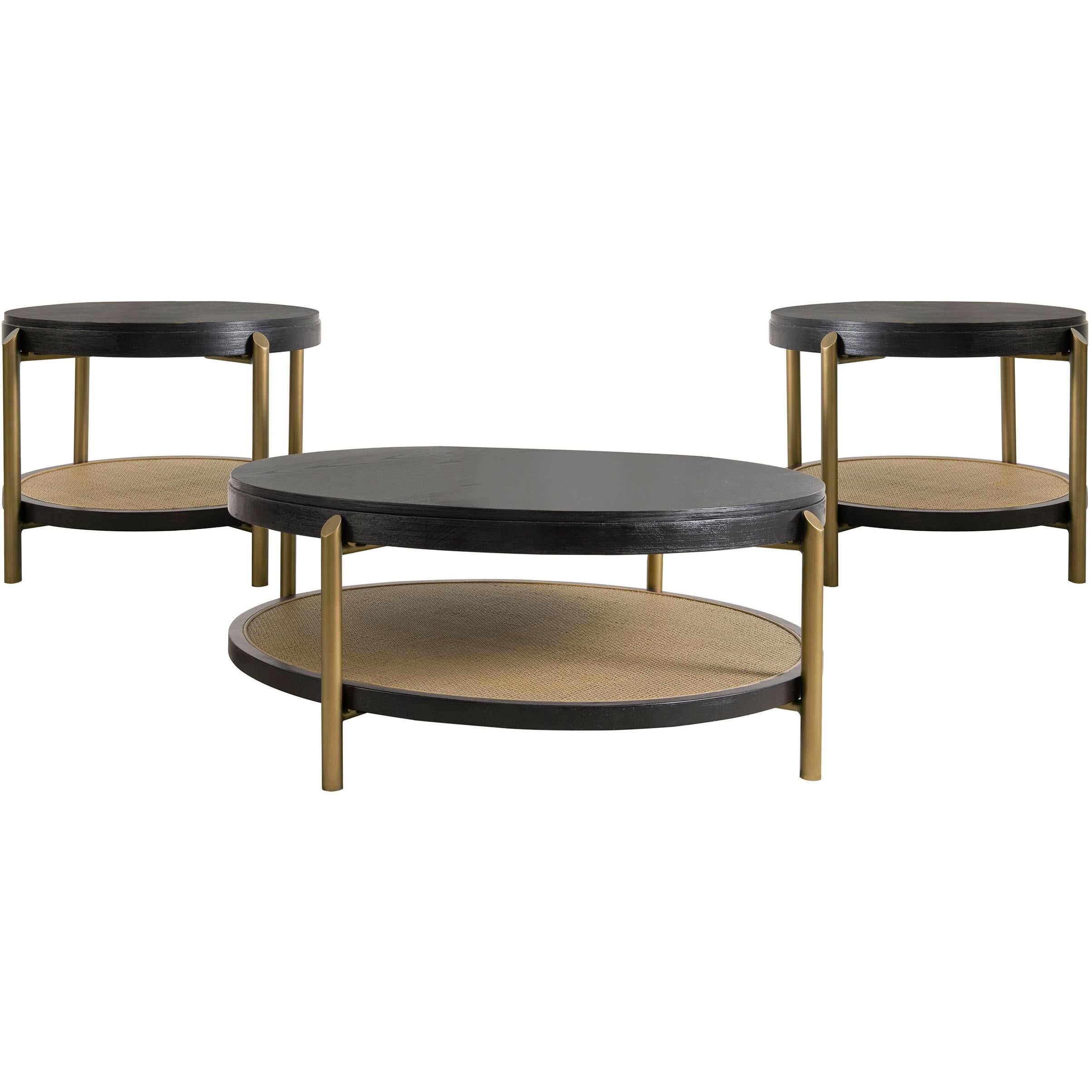  Coaster Furniture Arini 706198-S3 3-piece Round Coffee and End Table Set - Black IMAGE 1