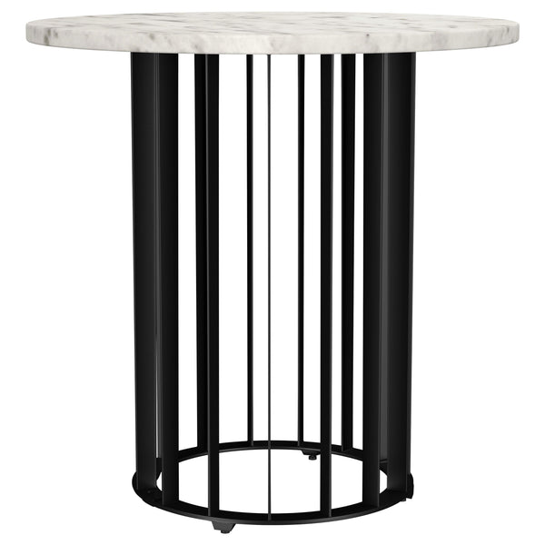 Coaster Furniture Haven 706207 Round Genuine White Marble Top Side Table - Black