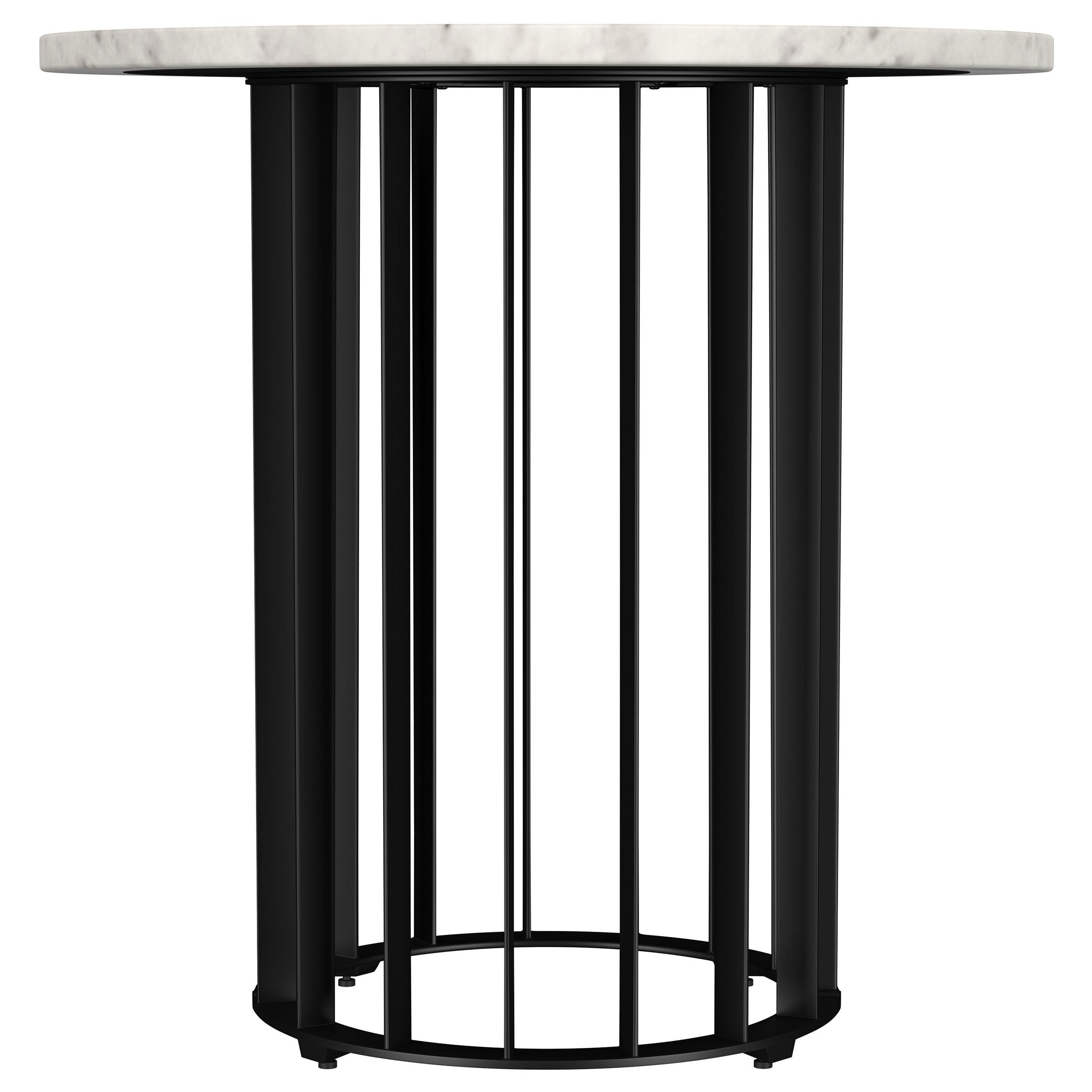  Coaster Furniture Haven 706207 Round Genuine White Marble Top Side Table - Black IMAGE 2