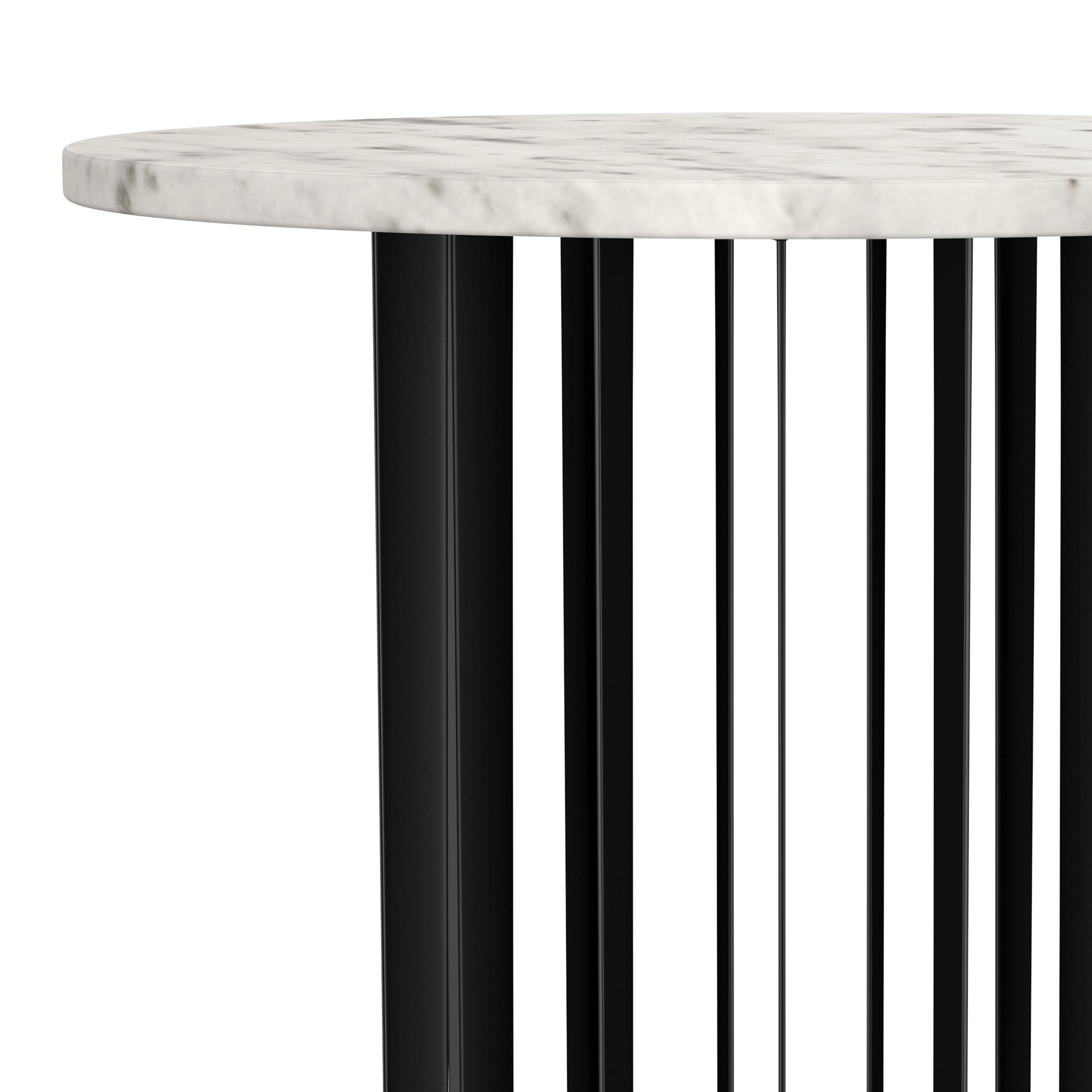  Coaster Furniture Haven 706207 Round Genuine White Marble Top Side Table - Black IMAGE 4