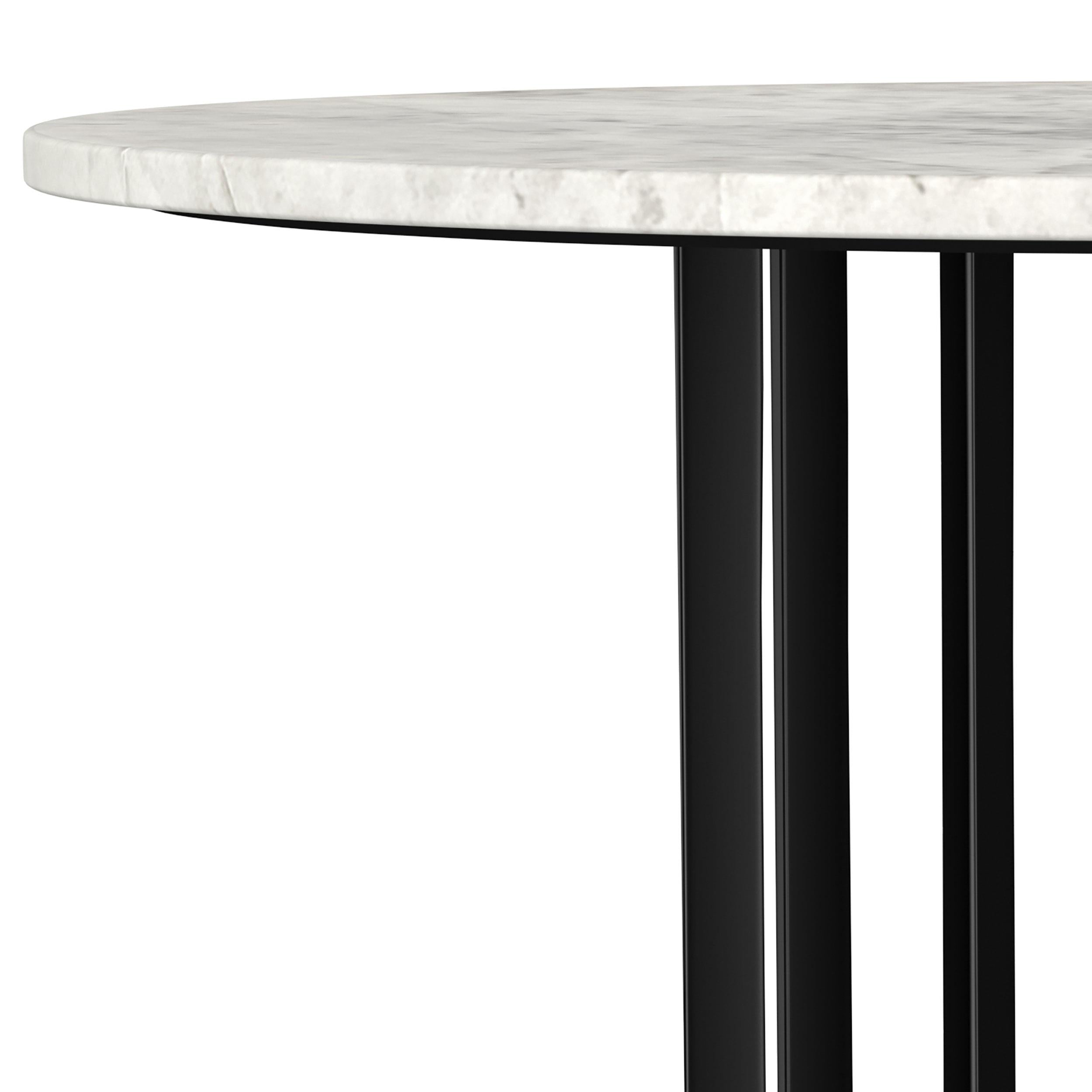  Coaster Furniture Haven 706208 Round Genuine White Marble Top Coffee Table - Black IMAGE 3
