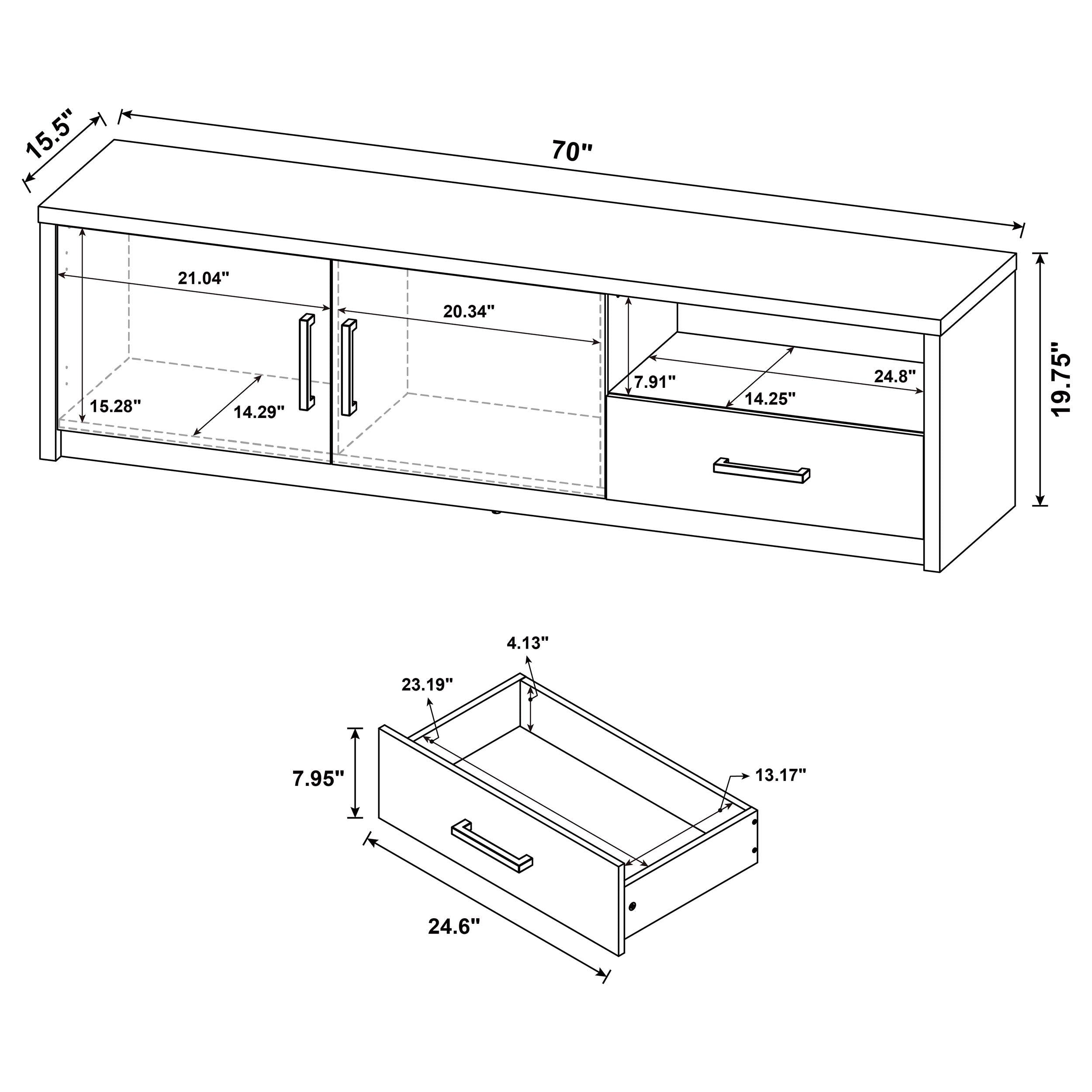  Coaster Furniture Murray 706213 70-inch 2-door TV Stand Media Console - Black IMAGE 11
