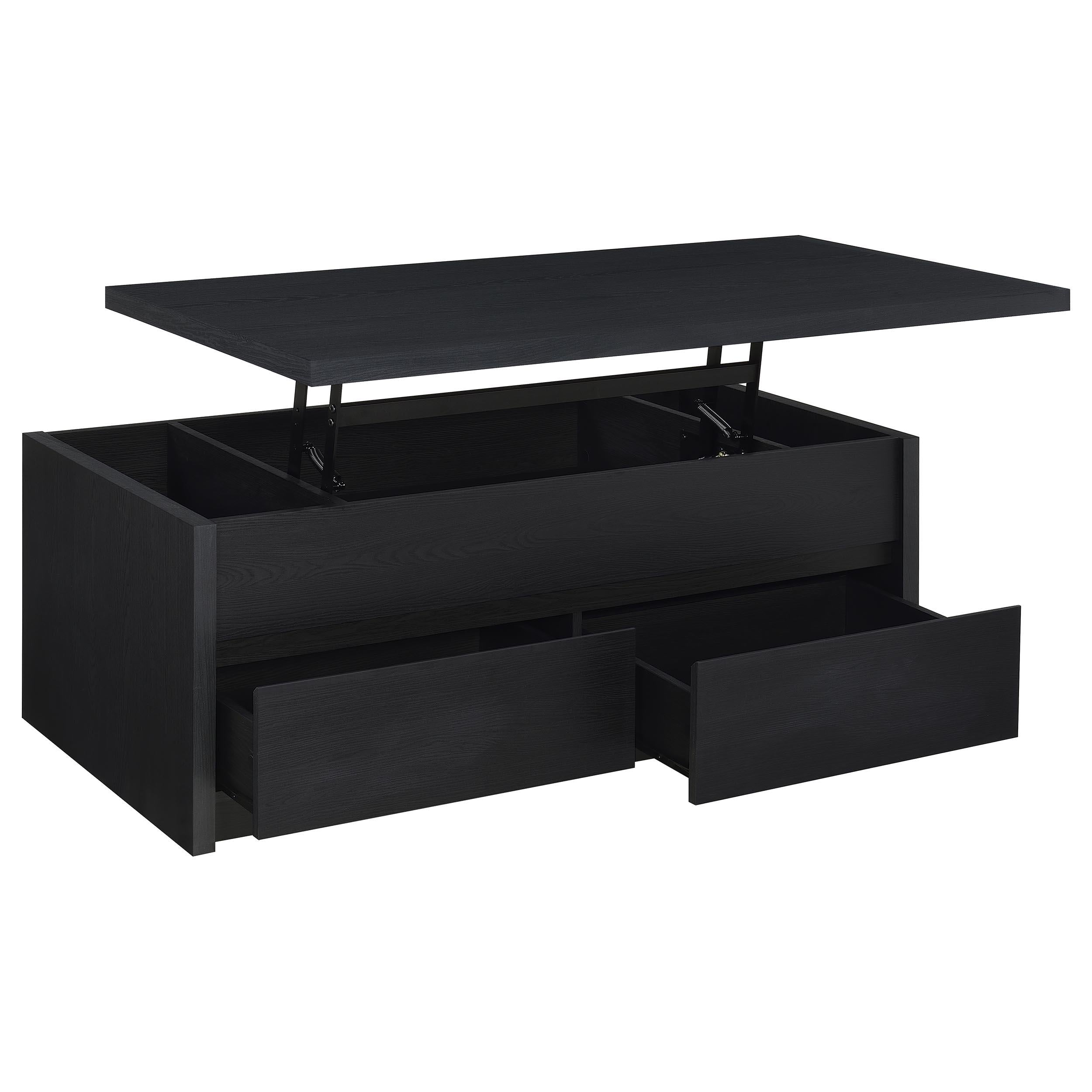  Coaster Furniture Knapp 706228 Lift Top Coffee Table with Dual Drawers - Black IMAGE 3
