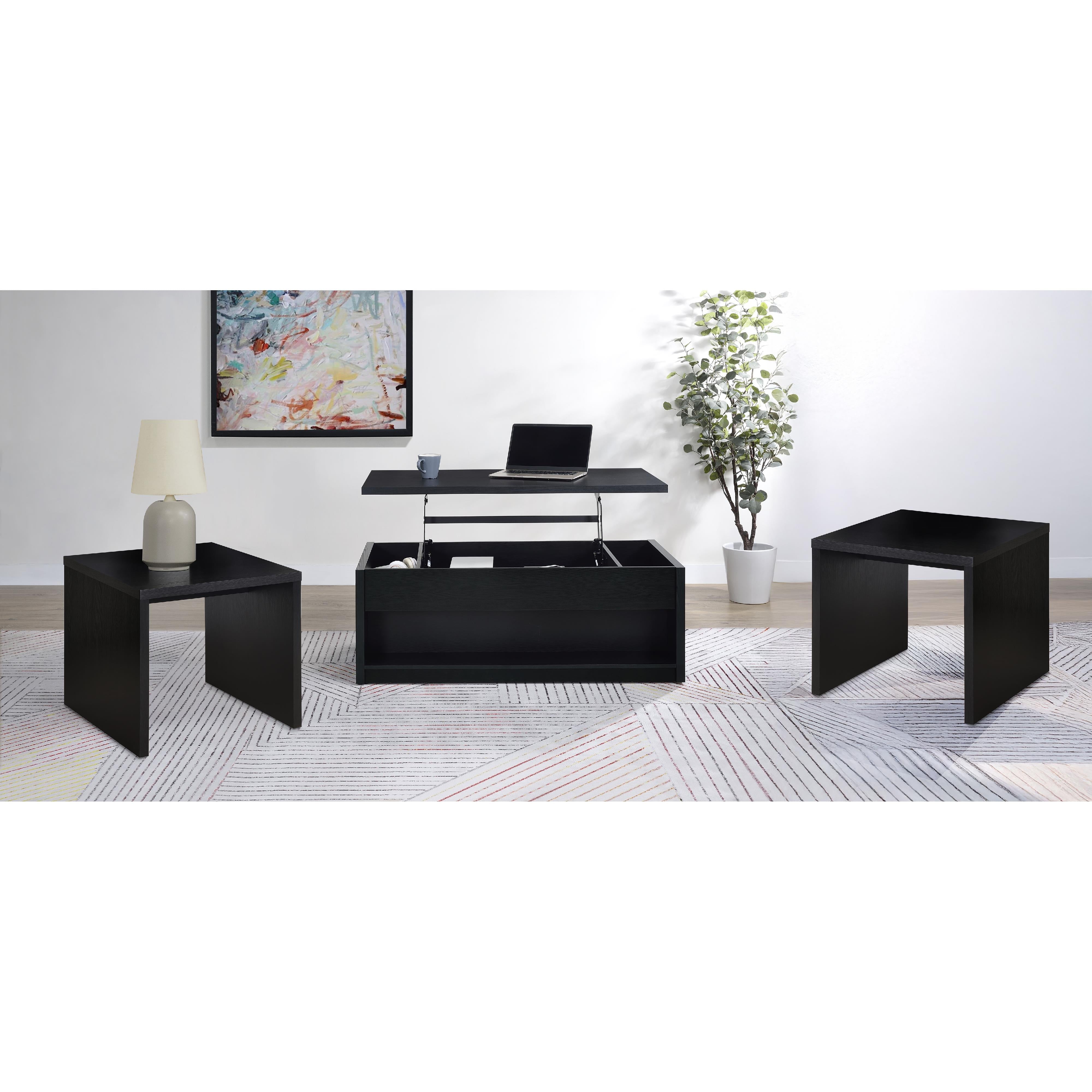  Coaster Furniture Knapp 706228-S3 3-piece Lift Top Coffee Table Set - Black IMAGE 2