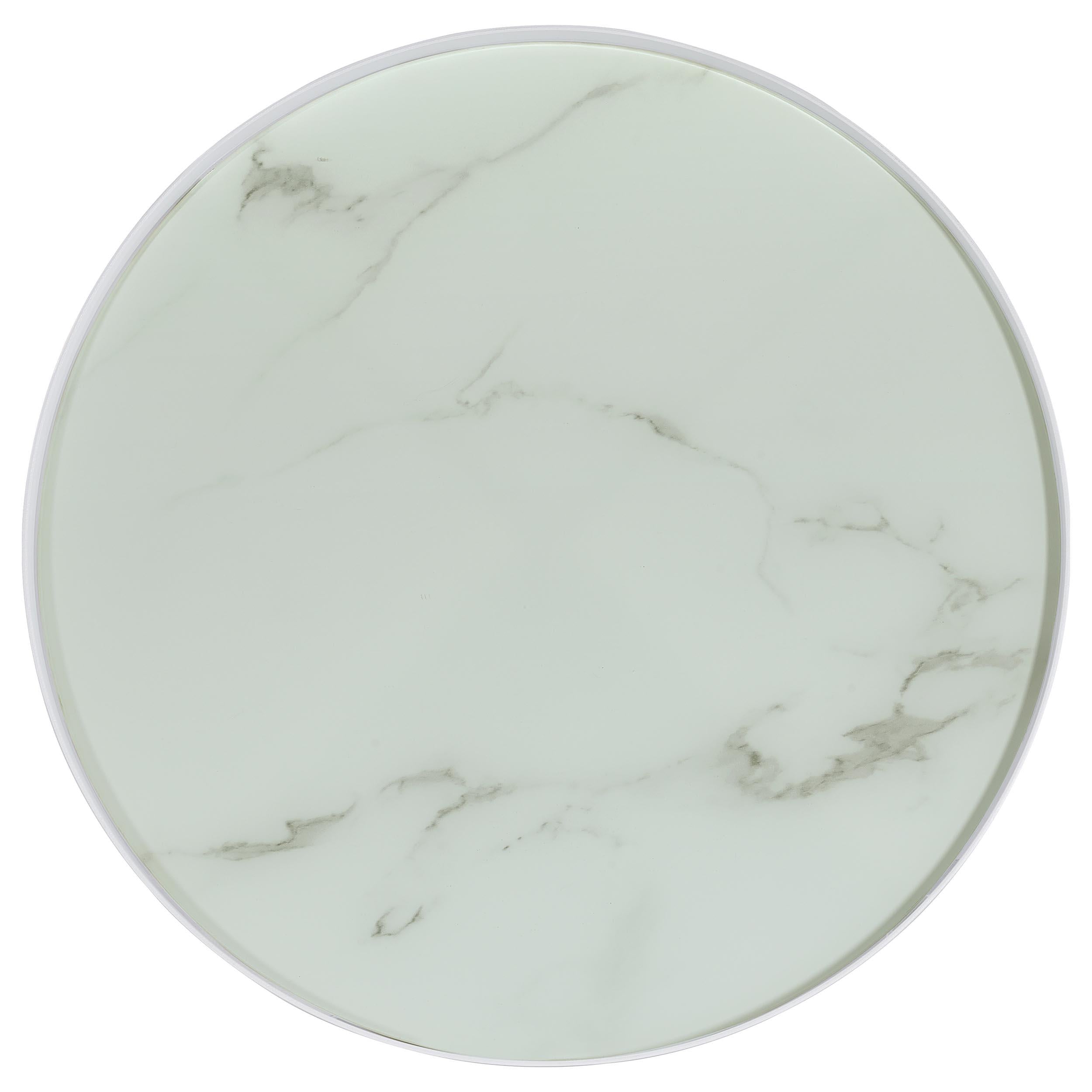  Coaster Furniture Briggs 706257 Round Marble Printed Glass Top Side Table - White IMAGE 4