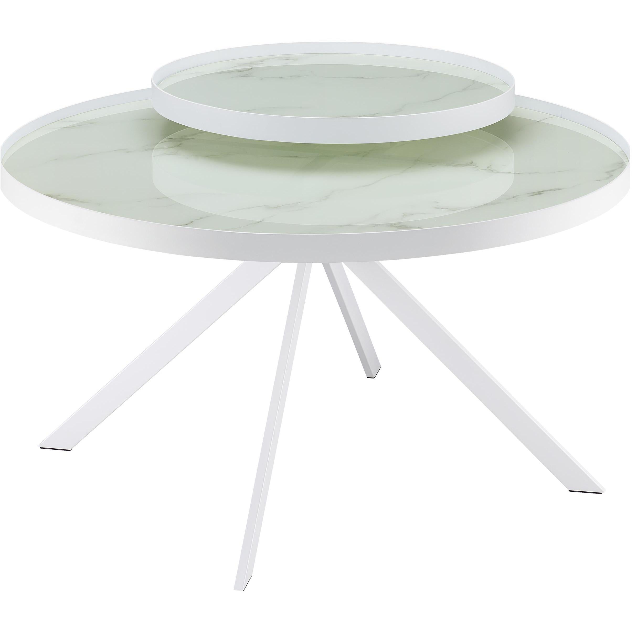  Coaster Furniture Briggs 706258 Round Marble Printed Glass Top Coffee Table - White IMAGE 1