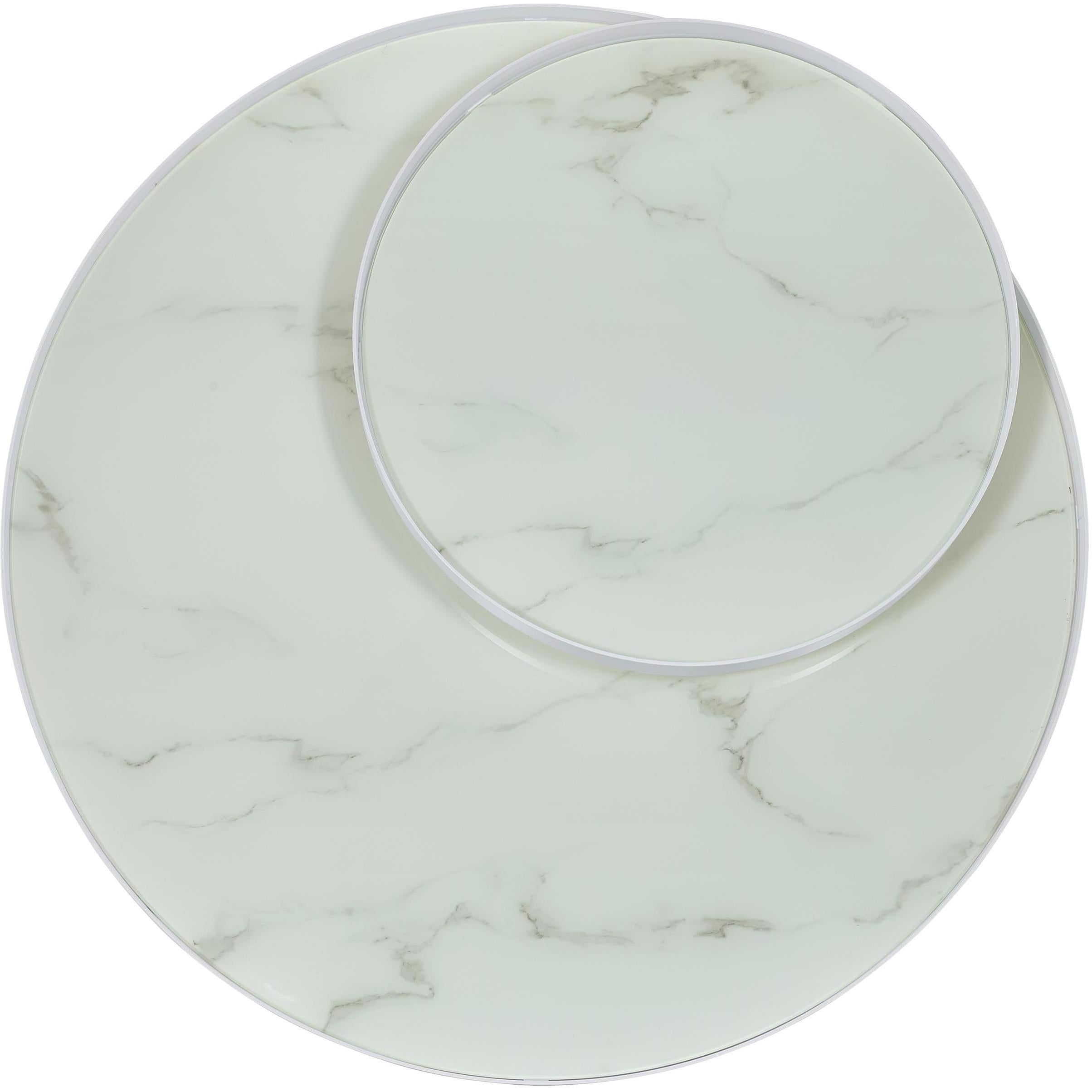  Coaster Furniture Briggs 706258 Round Marble Printed Glass Top Coffee Table - White IMAGE 10