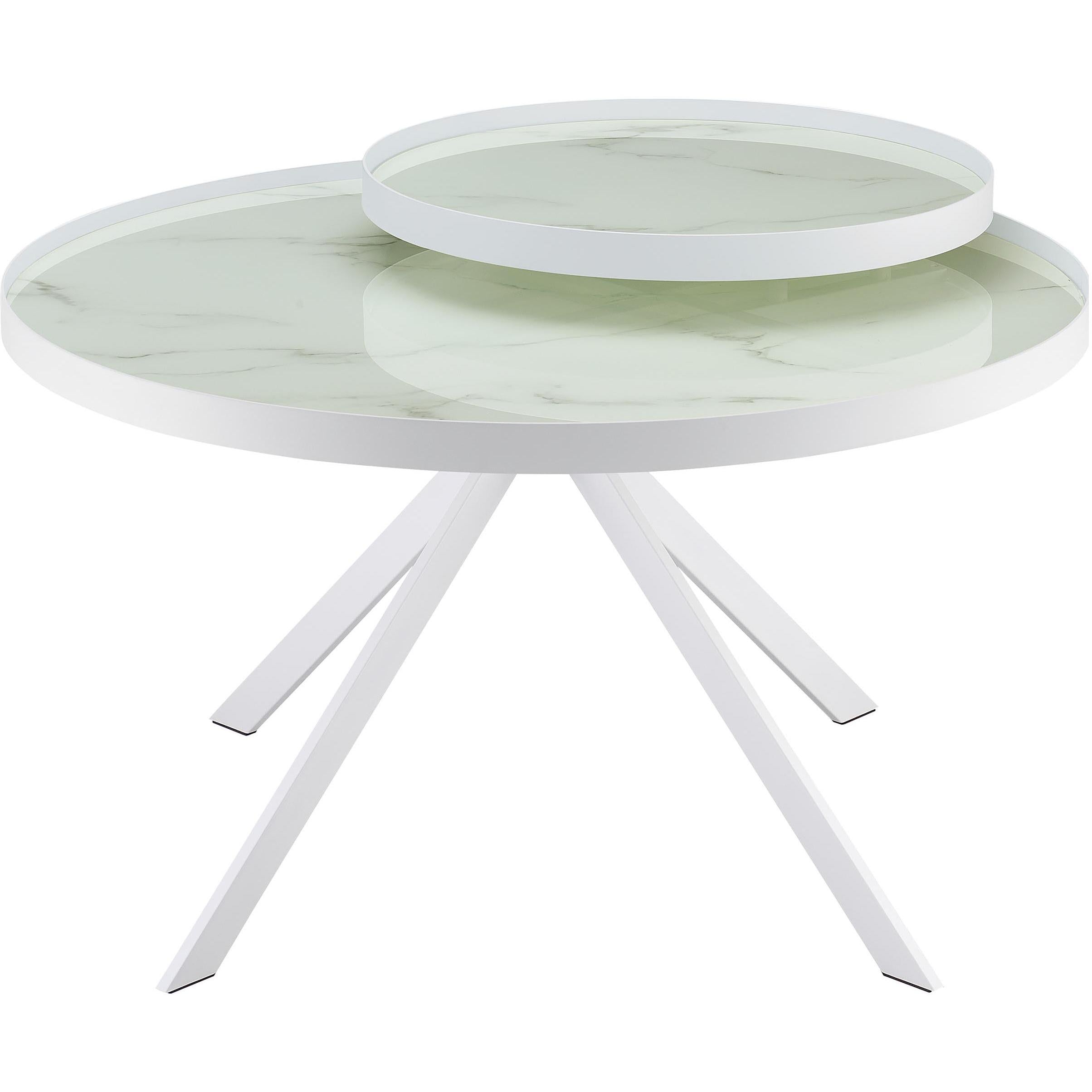  Coaster Furniture Briggs 706258 Round Marble Printed Glass Top Coffee Table - White IMAGE 5