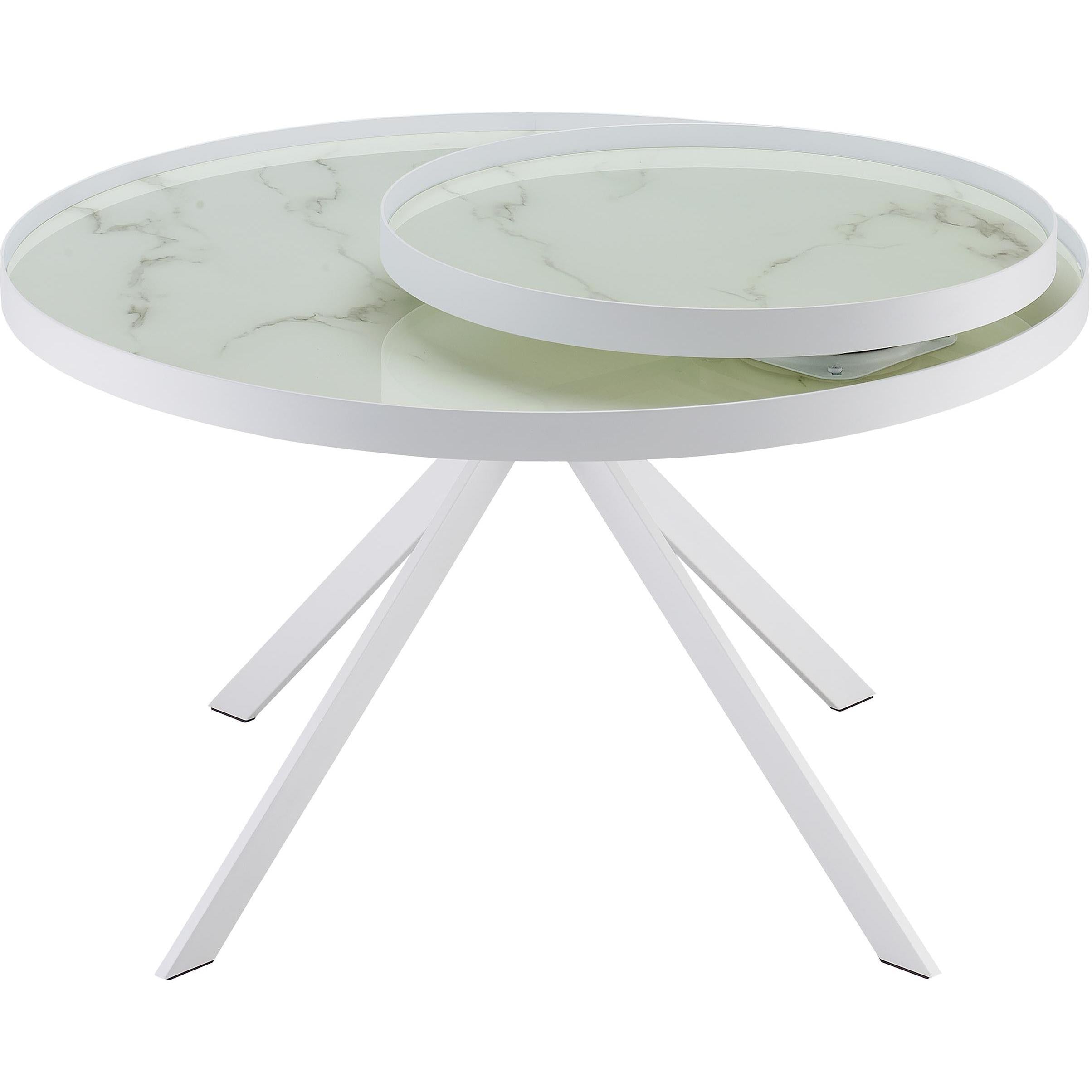  Coaster Furniture Briggs 706258 Round Marble Printed Glass Top Coffee Table - White IMAGE 6