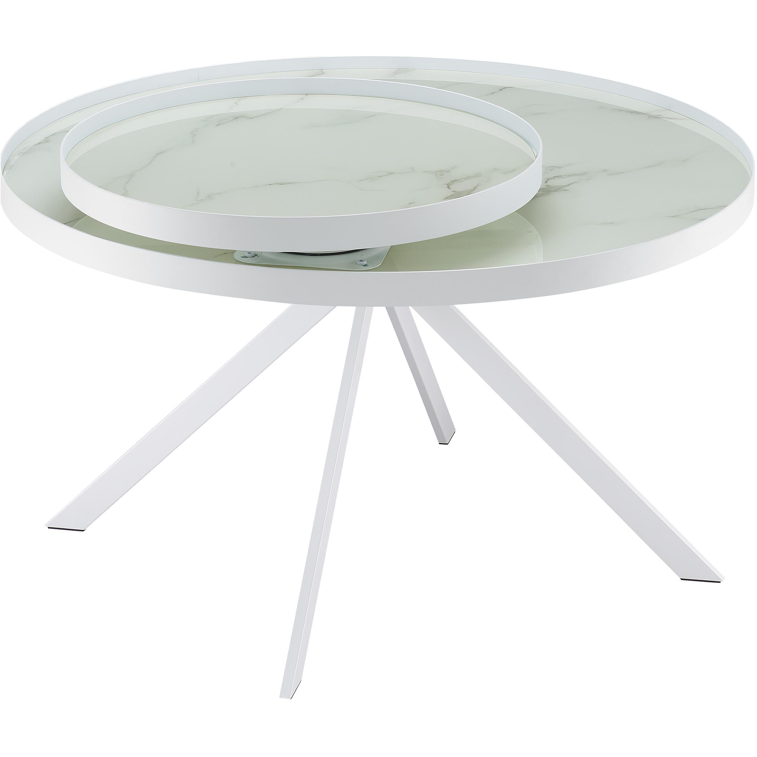  Coaster Furniture Briggs 706258 Round Marble Printed Glass Top Coffee Table - White IMAGE 7