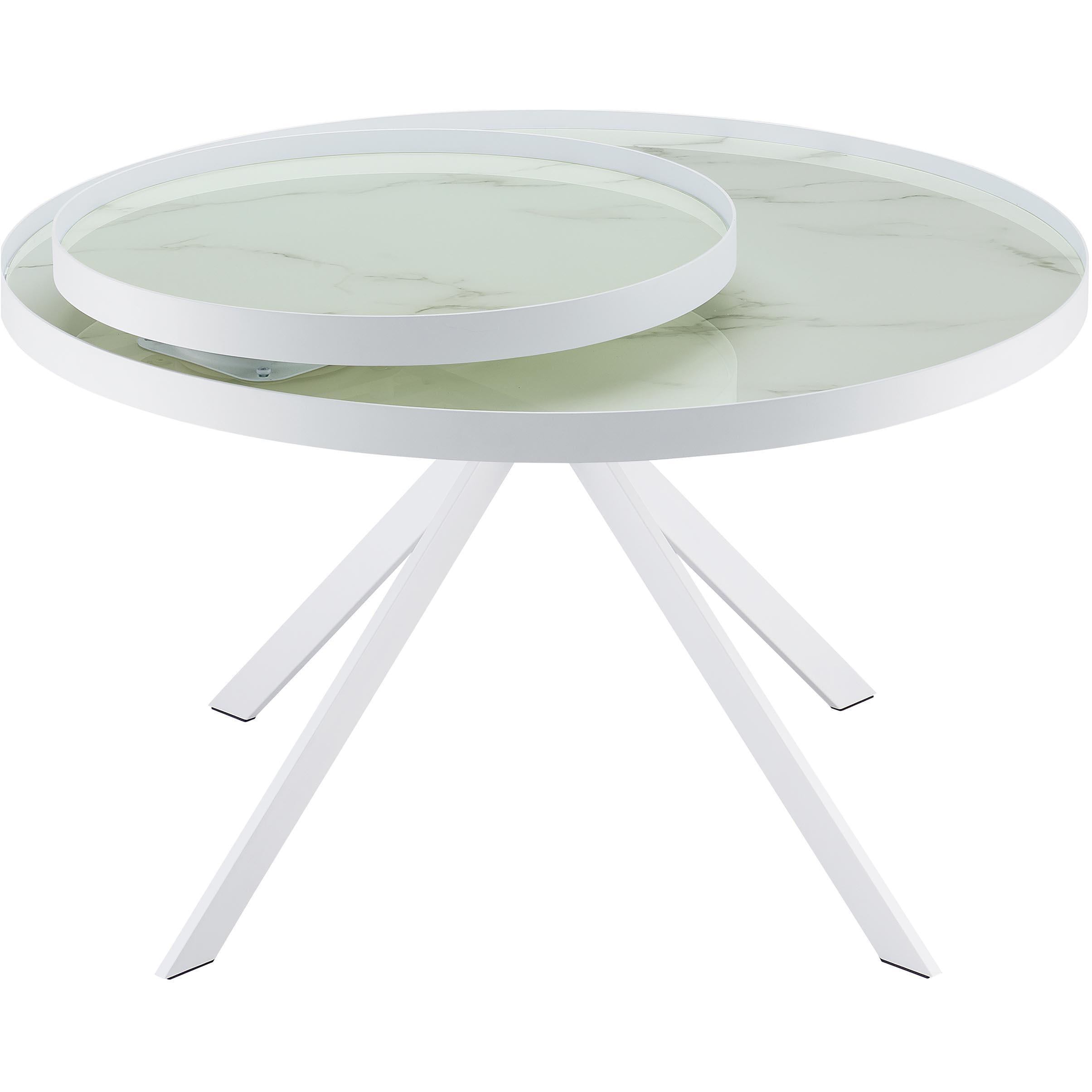  Coaster Furniture Briggs 706258 Round Marble Printed Glass Top Coffee Table - White IMAGE 8