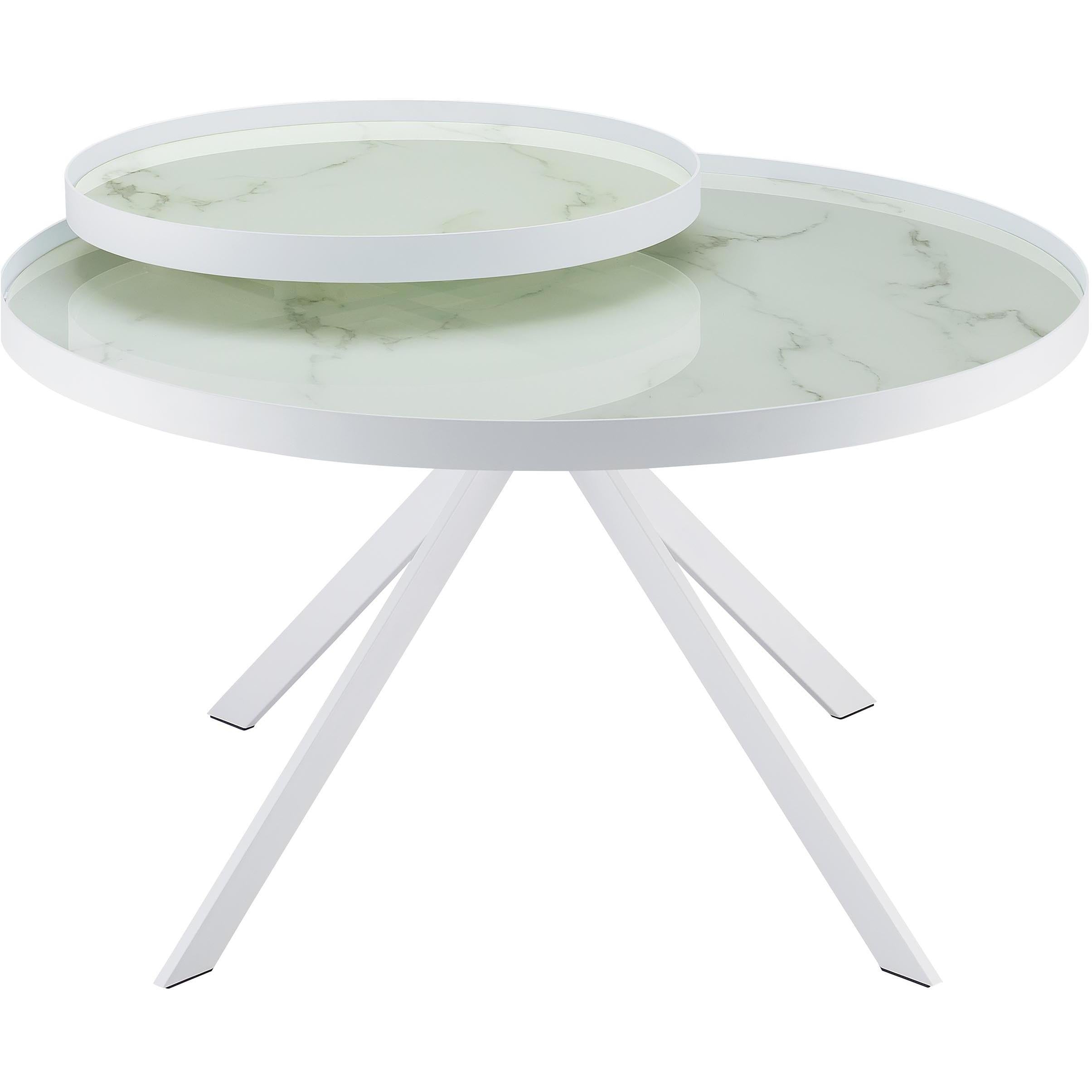  Coaster Furniture Briggs 706258 Round Marble Printed Glass Top Coffee Table - White IMAGE 9