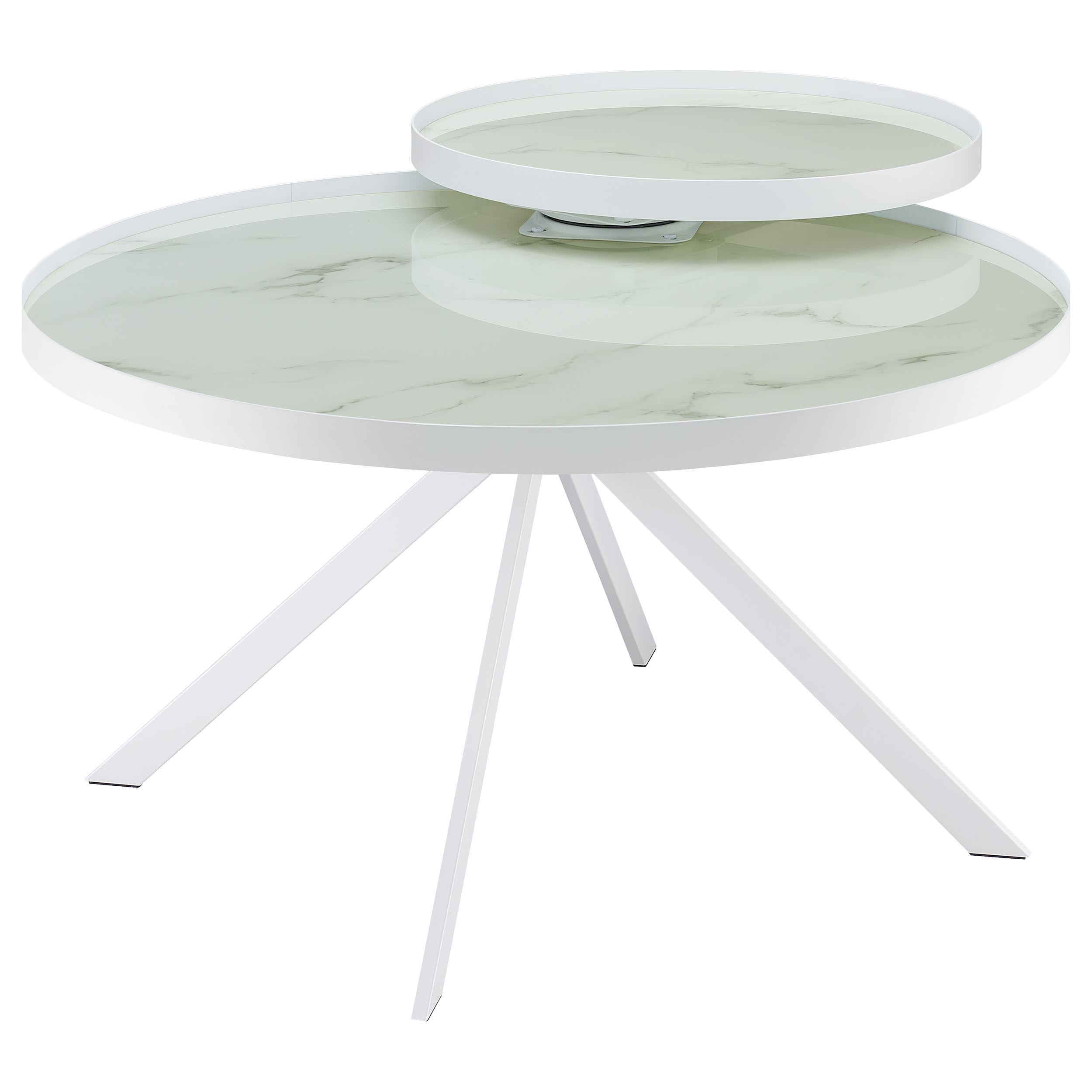  Coaster Furniture Briggs 706258-S2 2-piece Round Coffee and End Table Set - White IMAGE 4