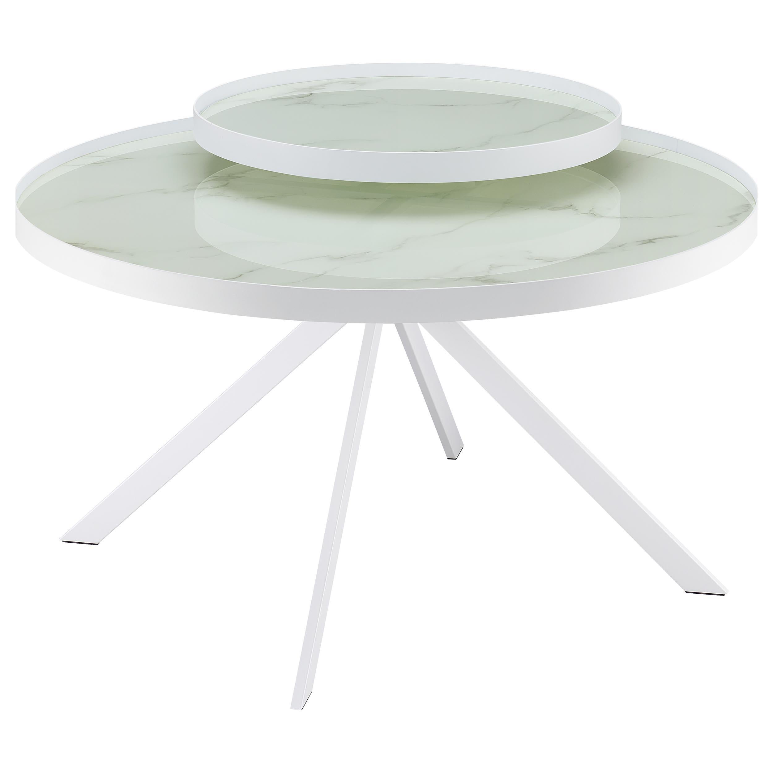  Coaster Furniture Briggs 706258-S2 2-piece Round Coffee and End Table Set - White IMAGE 7