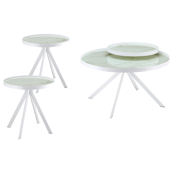 Coaster Furniture Briggs 706258-S3 3-piece Round Coffee and End Table Set - White