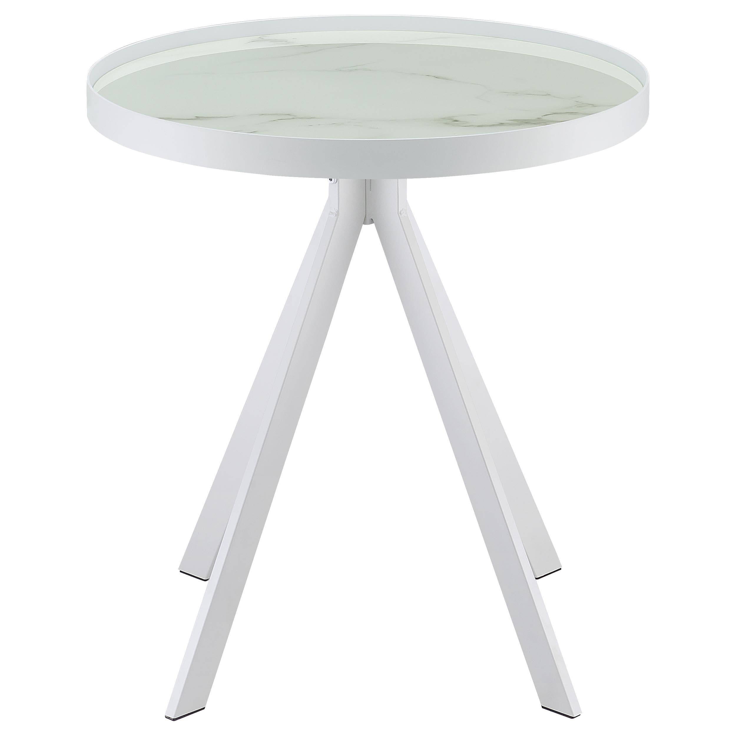  Coaster Furniture Briggs 706258-S3 3-piece Round Coffee and End Table Set - White IMAGE 3
