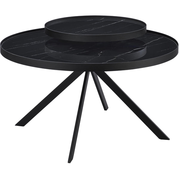 Coaster Furniture Briggs 706268 Round Marble Printed Glass Top Coffee Table - Black