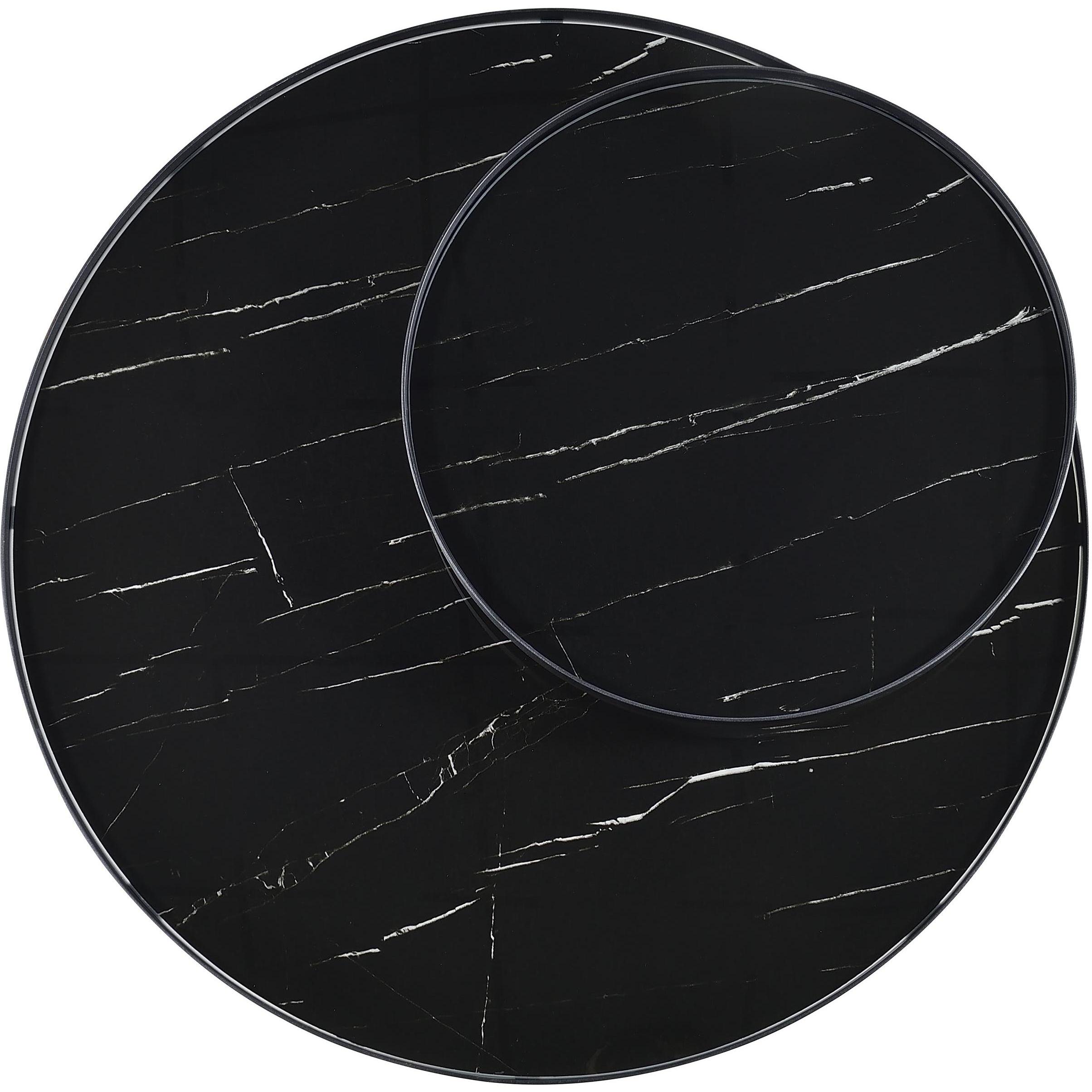  Coaster Furniture Briggs 706268 Round Marble Printed Glass Top Coffee Table - Black IMAGE 10