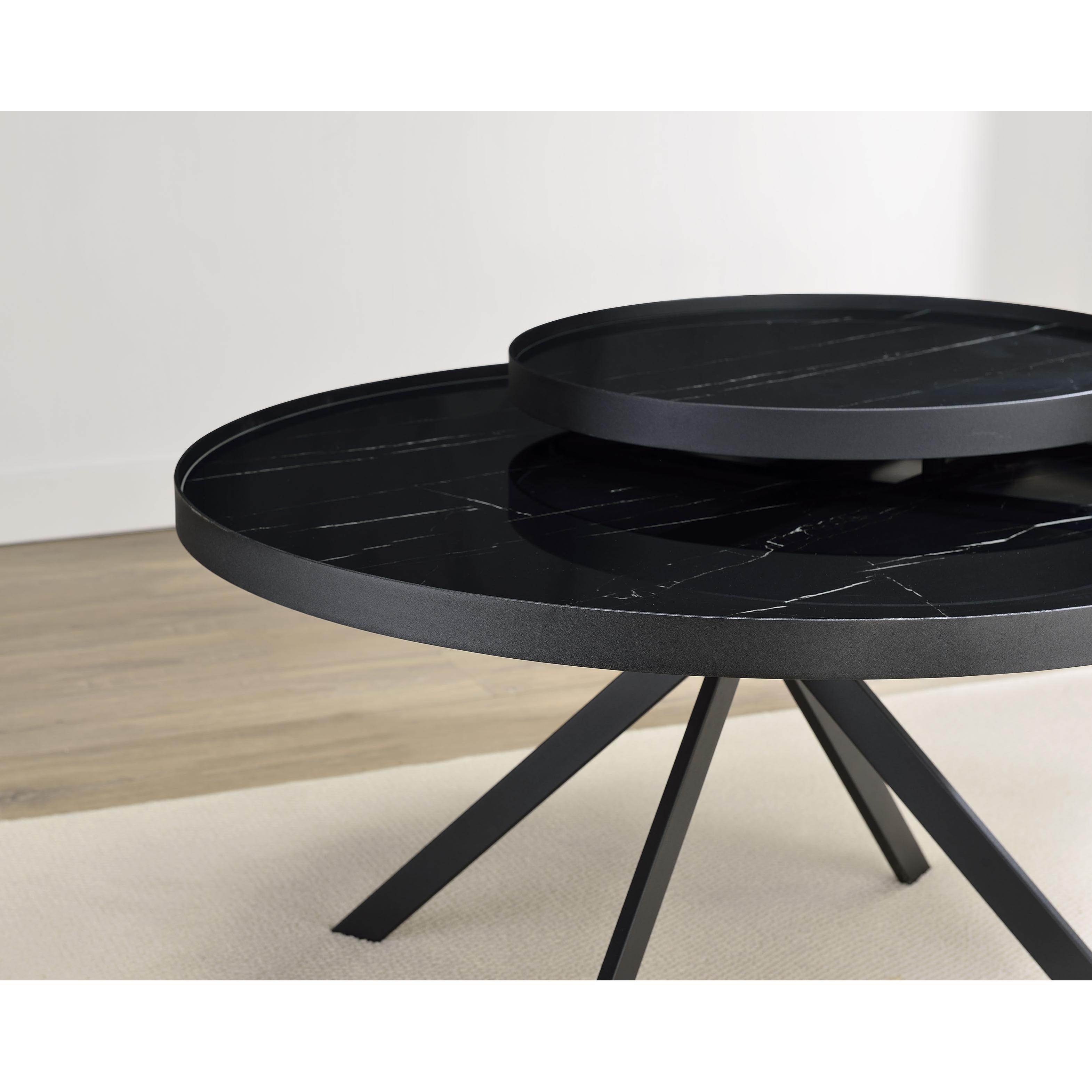  Coaster Furniture Briggs 706268 Round Marble Printed Glass Top Coffee Table - Black IMAGE 11