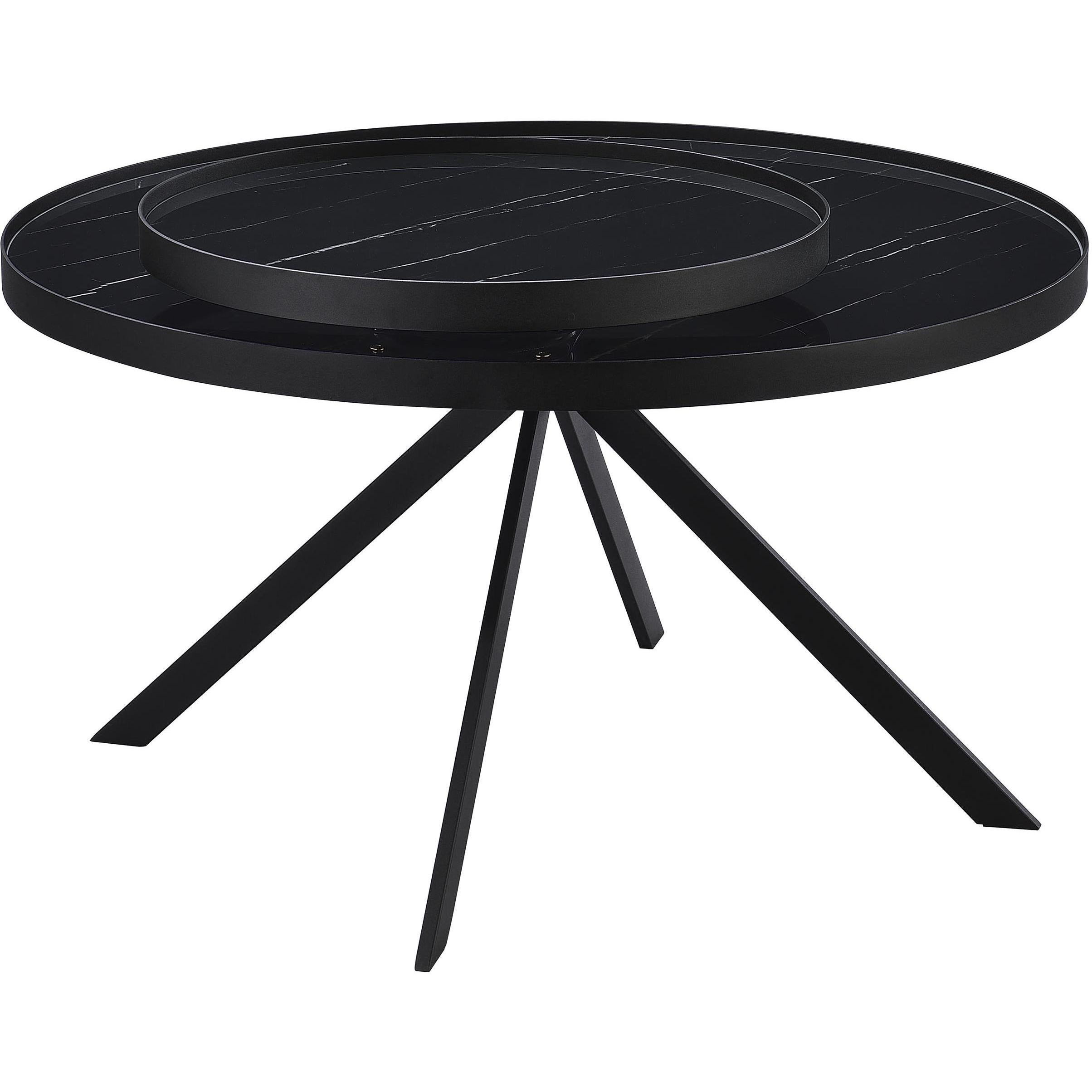  Coaster Furniture Briggs 706268 Round Marble Printed Glass Top Coffee Table - Black IMAGE 7