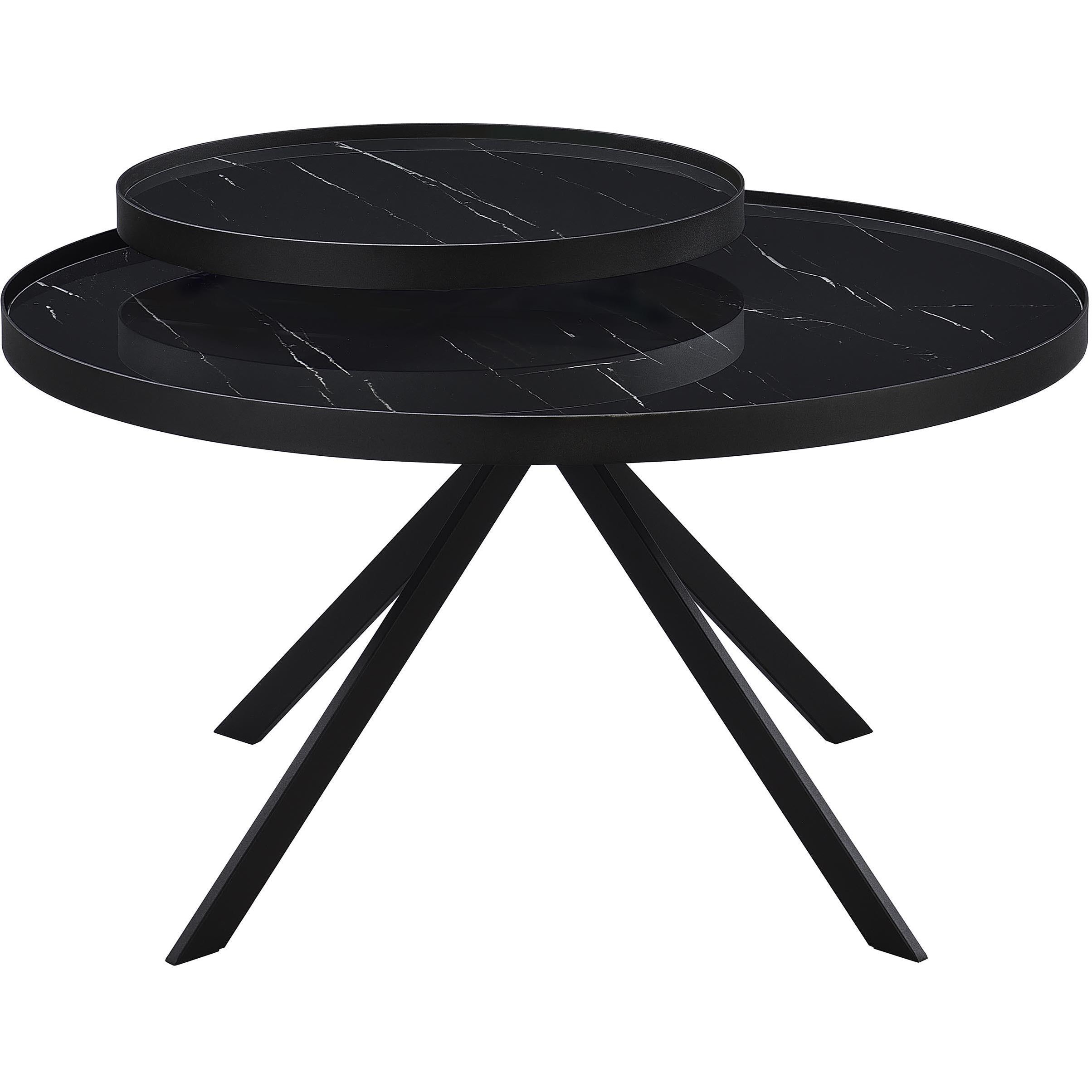  Coaster Furniture Briggs 706268 Round Marble Printed Glass Top Coffee Table - Black IMAGE 9