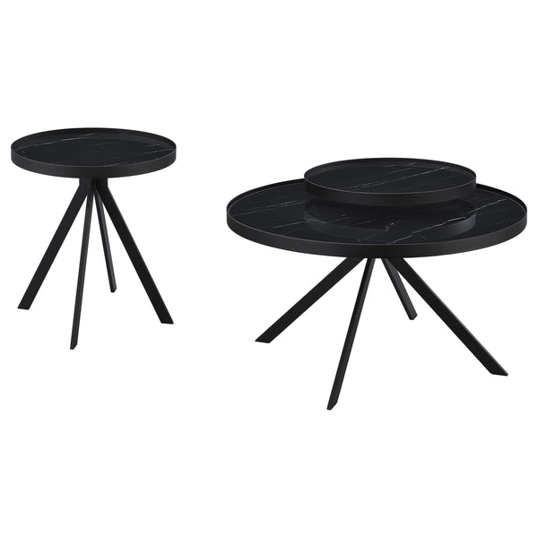 Coaster Furniture Briggs 706268-S2 2-piece Round Coffee and End Table Set - Black