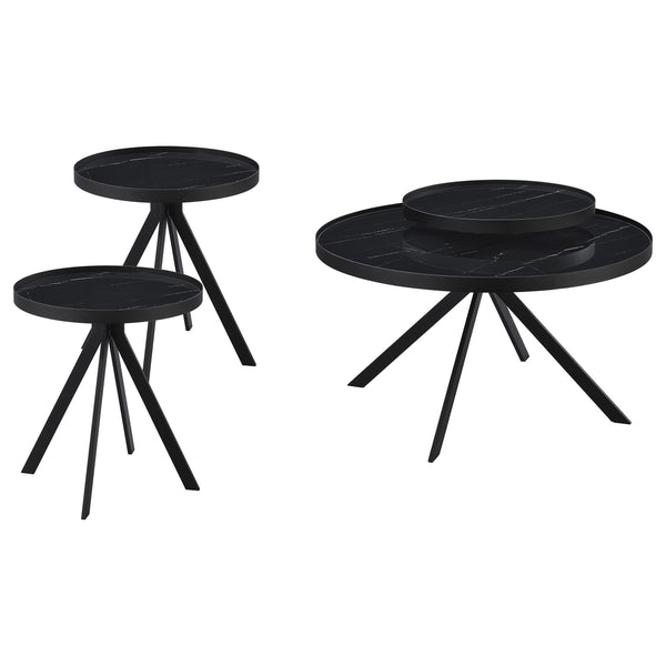 Coaster Furniture Briggs 706268-S3 3-piece Round Coffee and End Table Set - Black