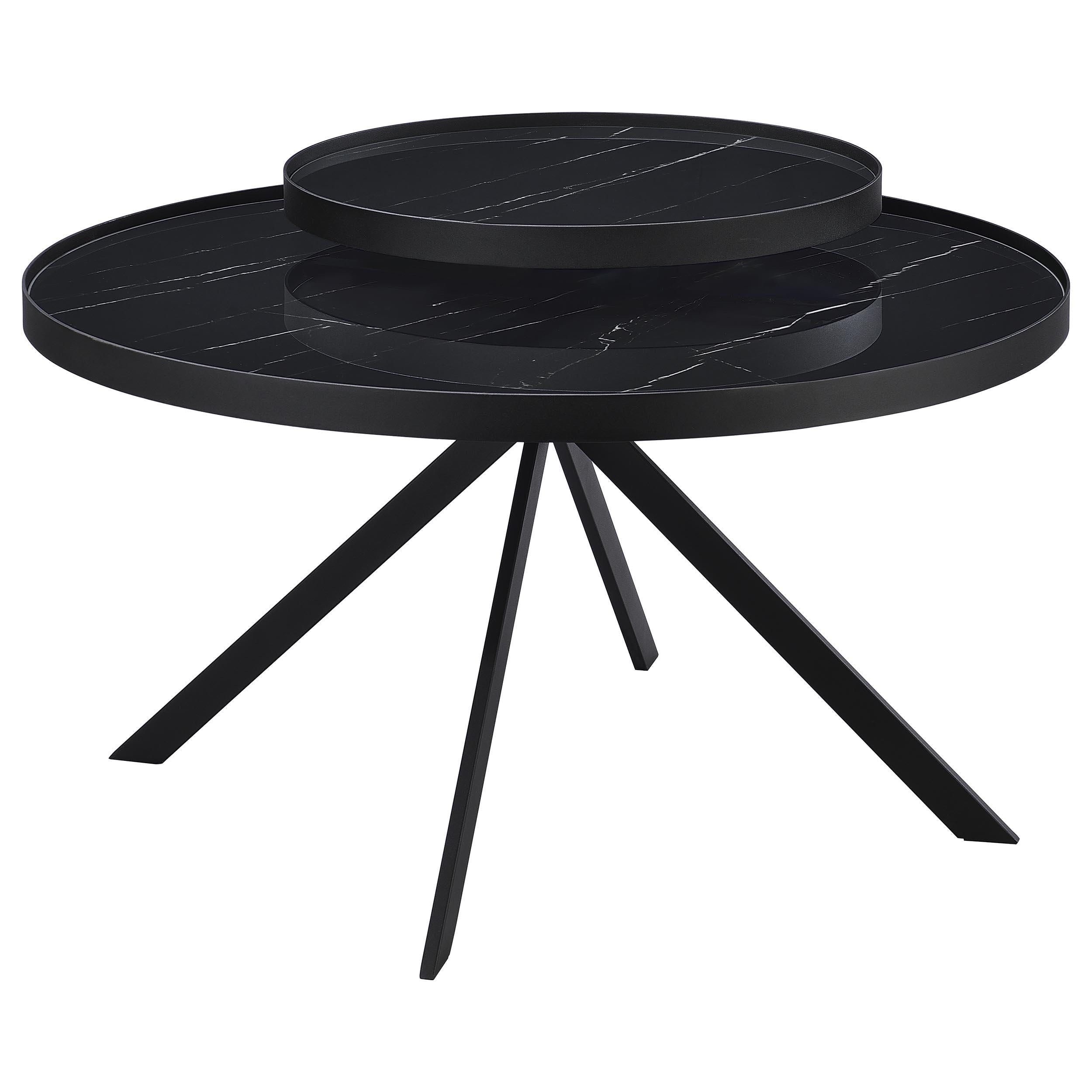  Coaster Furniture Briggs 706268-S3 3-piece Round Coffee and End Table Set - Black IMAGE 4