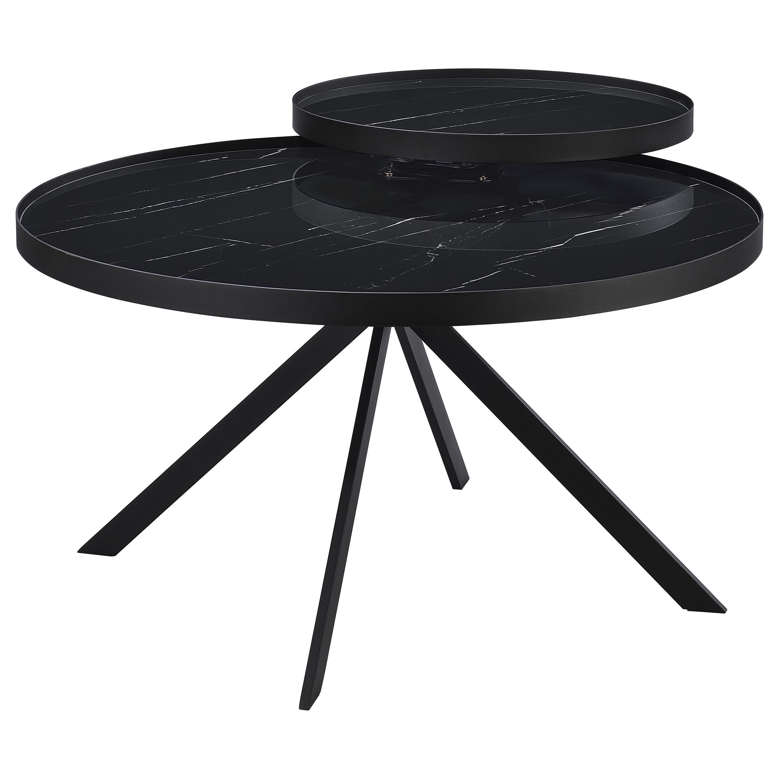  Coaster Furniture Briggs 706268-S3 3-piece Round Coffee and End Table Set - Black IMAGE 7