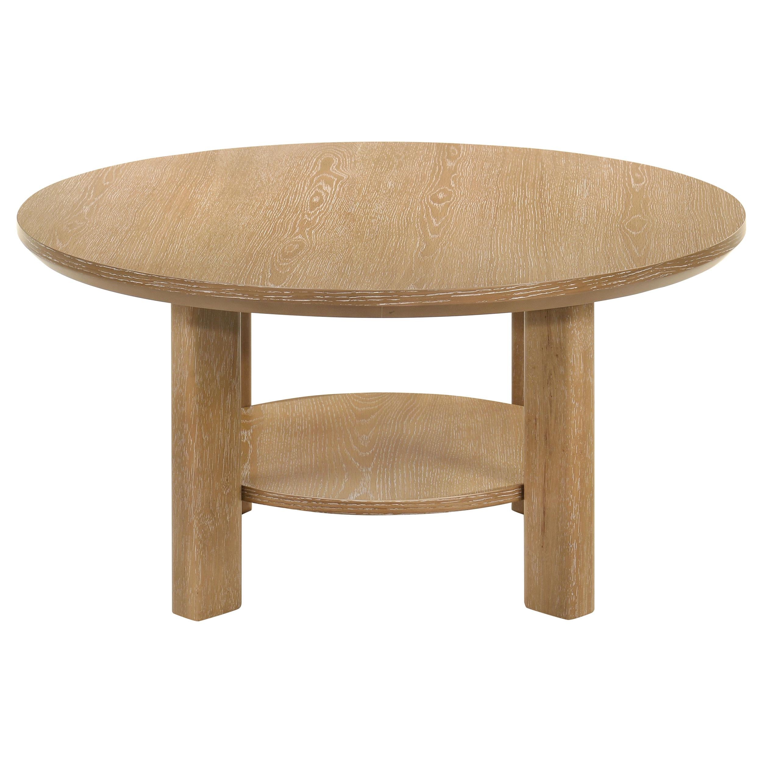  Coaster Furniture Ottowa 706298 36-inch Round Wood Coffee Table - Light Oak IMAGE 4