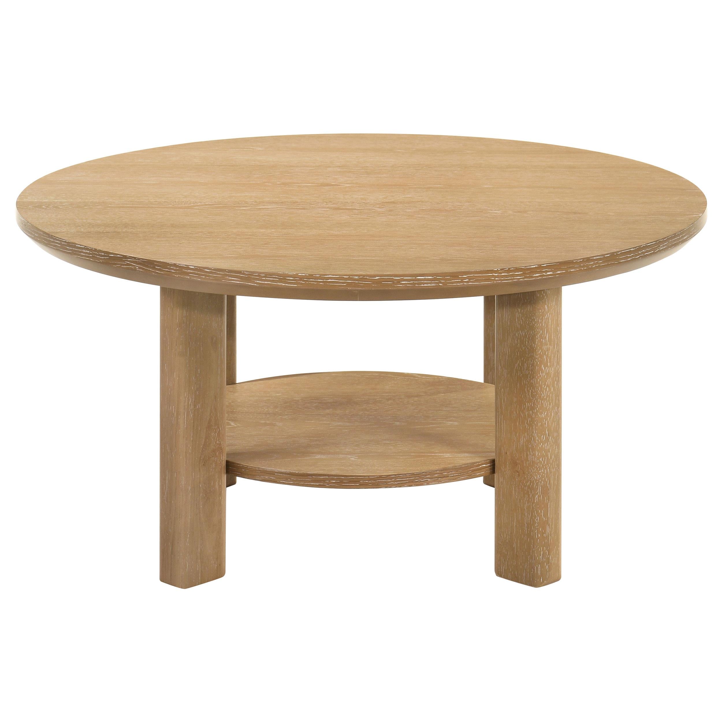  Coaster Furniture Ottowa 706298 36-inch Round Wood Coffee Table - Light Oak IMAGE 5