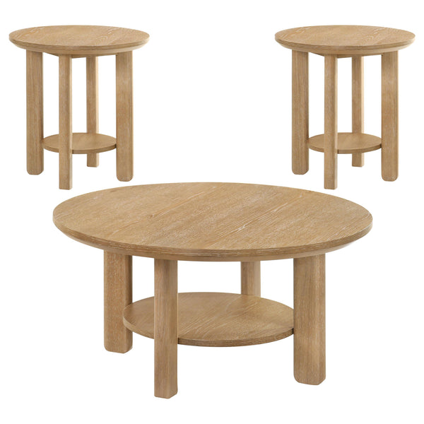 Coaster Furniture Ottowa 706298-S3 3-piece Round Wood Coffee Table Set - Light Oak