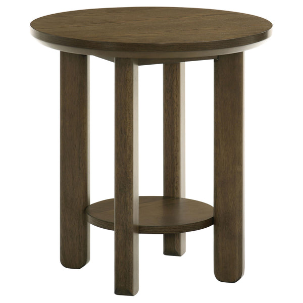 Coaster Furniture Ottowa 706307 22-Inch Round Wood End Table with Shelf - Brown