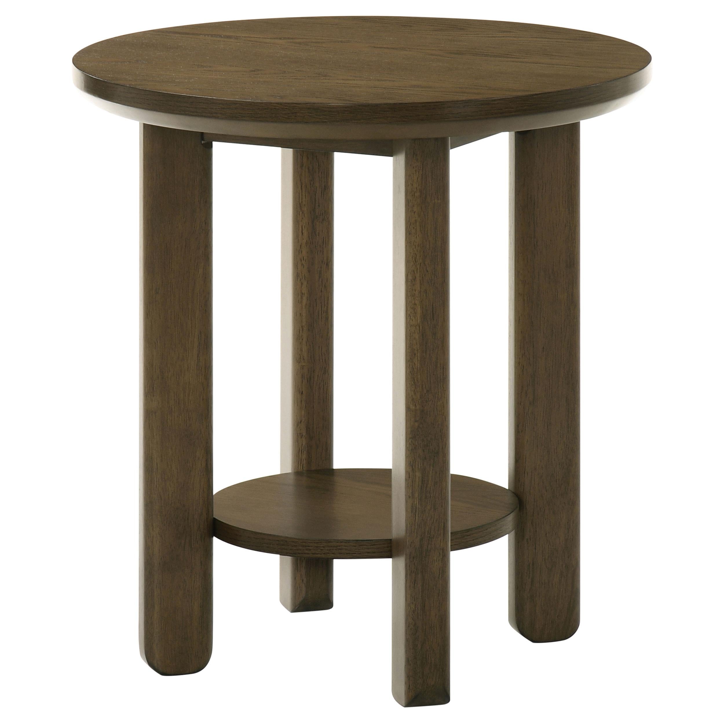 Coaster Furniture Ottowa 706307 22-Inch Round Wood End Table with Shelf - Brown IMAGE 3