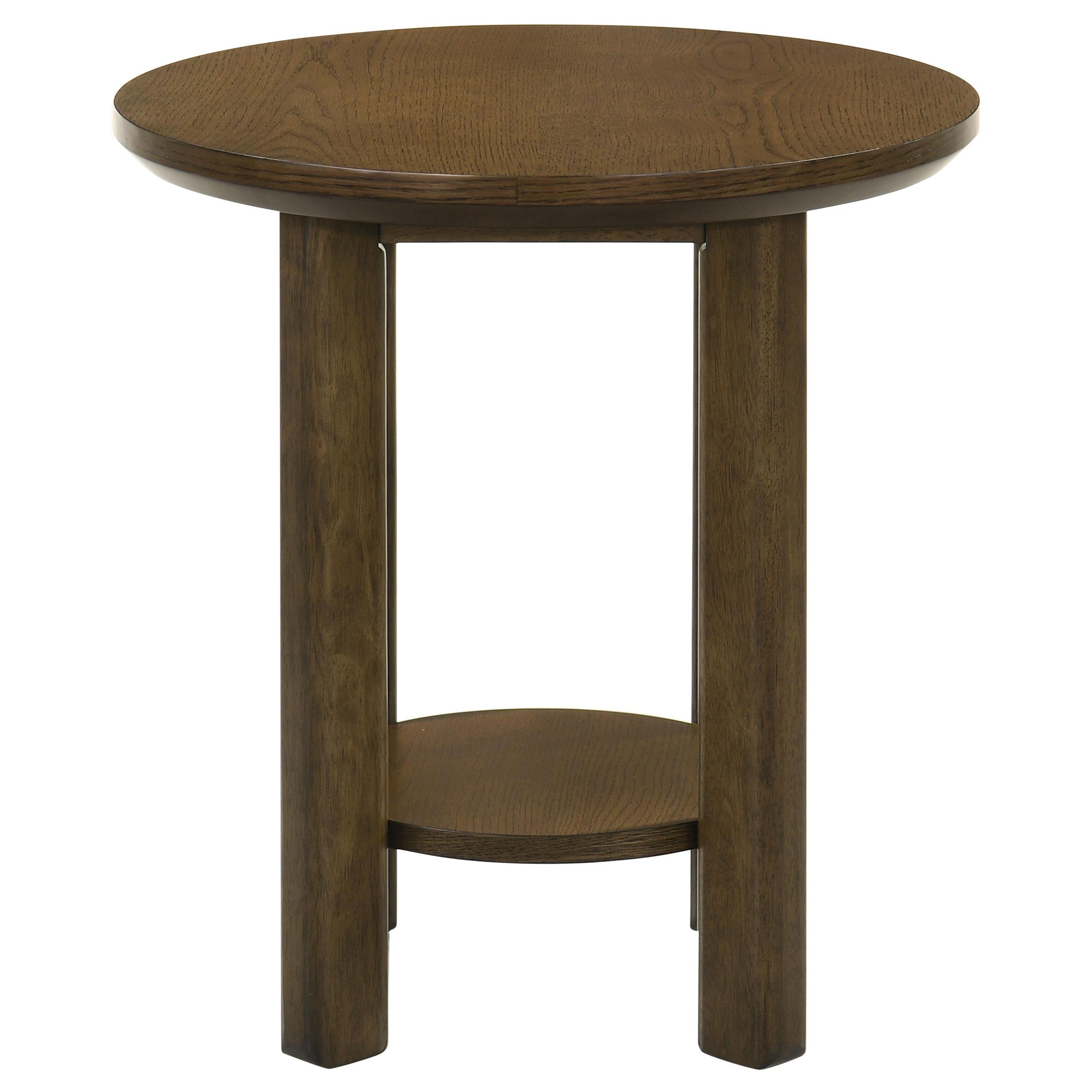  Coaster Furniture Ottowa 706307 22-Inch Round Wood End Table with Shelf - Brown IMAGE 5