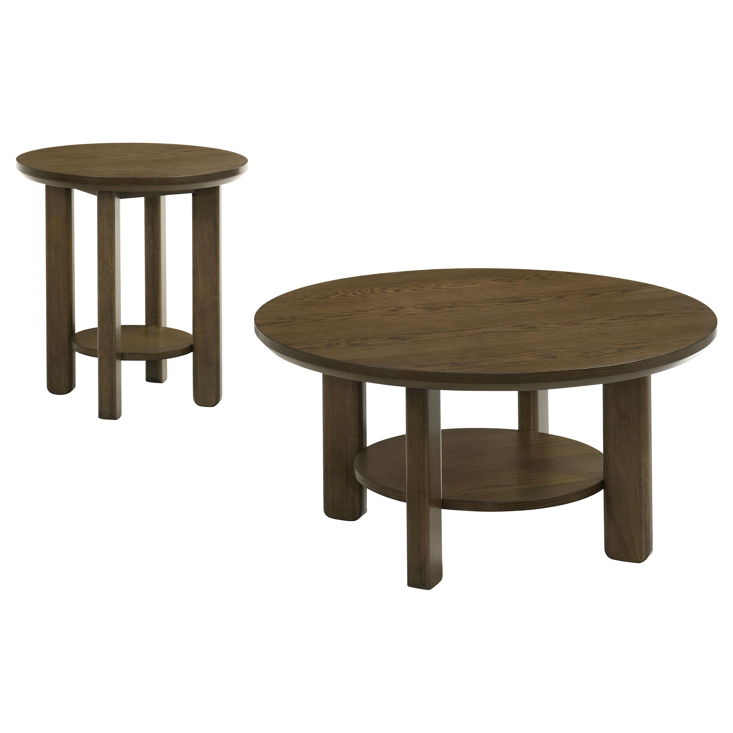  Coaster Furniture Ottowa 706308-S2 2-piece Round Wood Coffee Table Set - Brown IMAGE 1