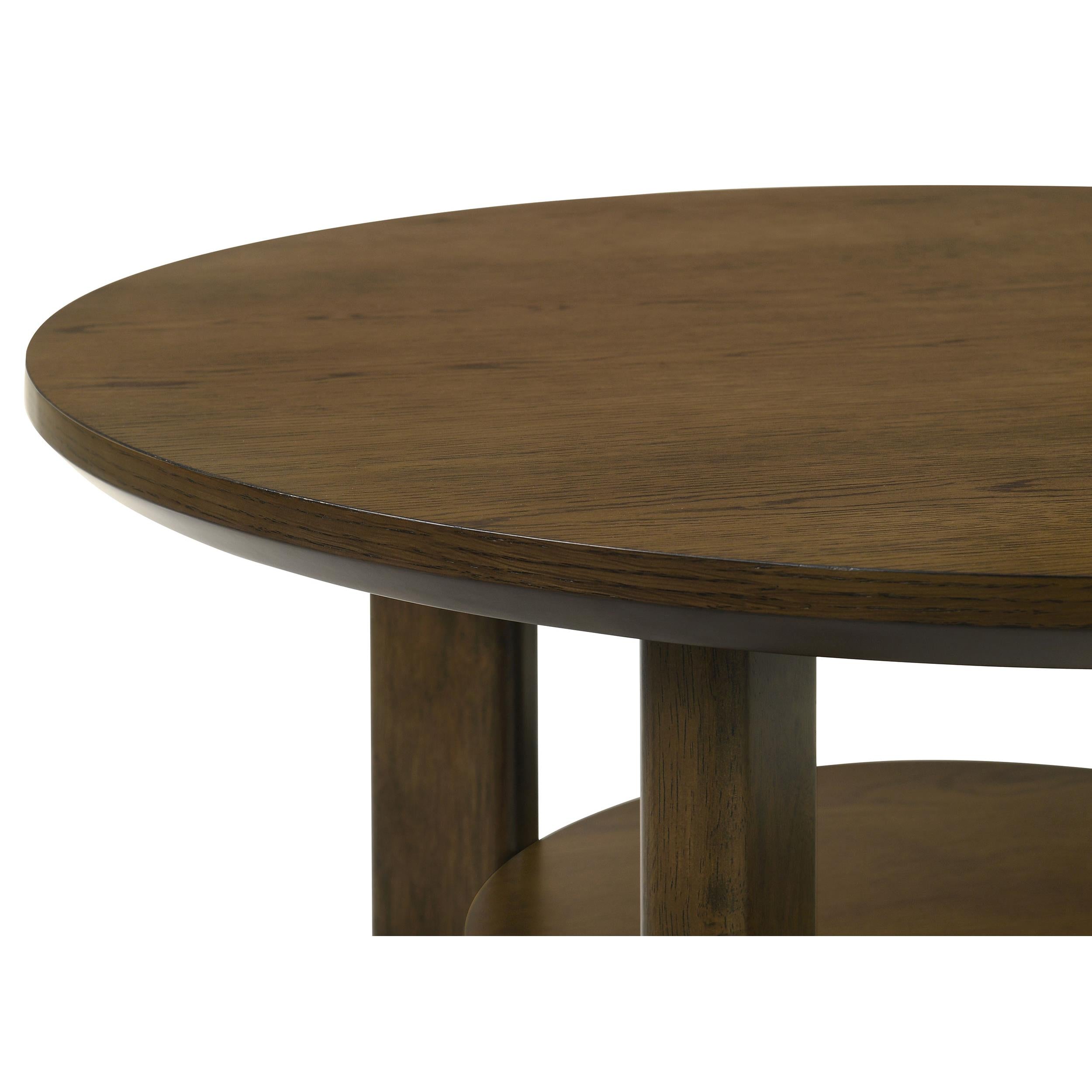  Coaster Furniture Ottowa 706308-S3 3-piece Round Wood Coffee Table Set - Brown IMAGE 3