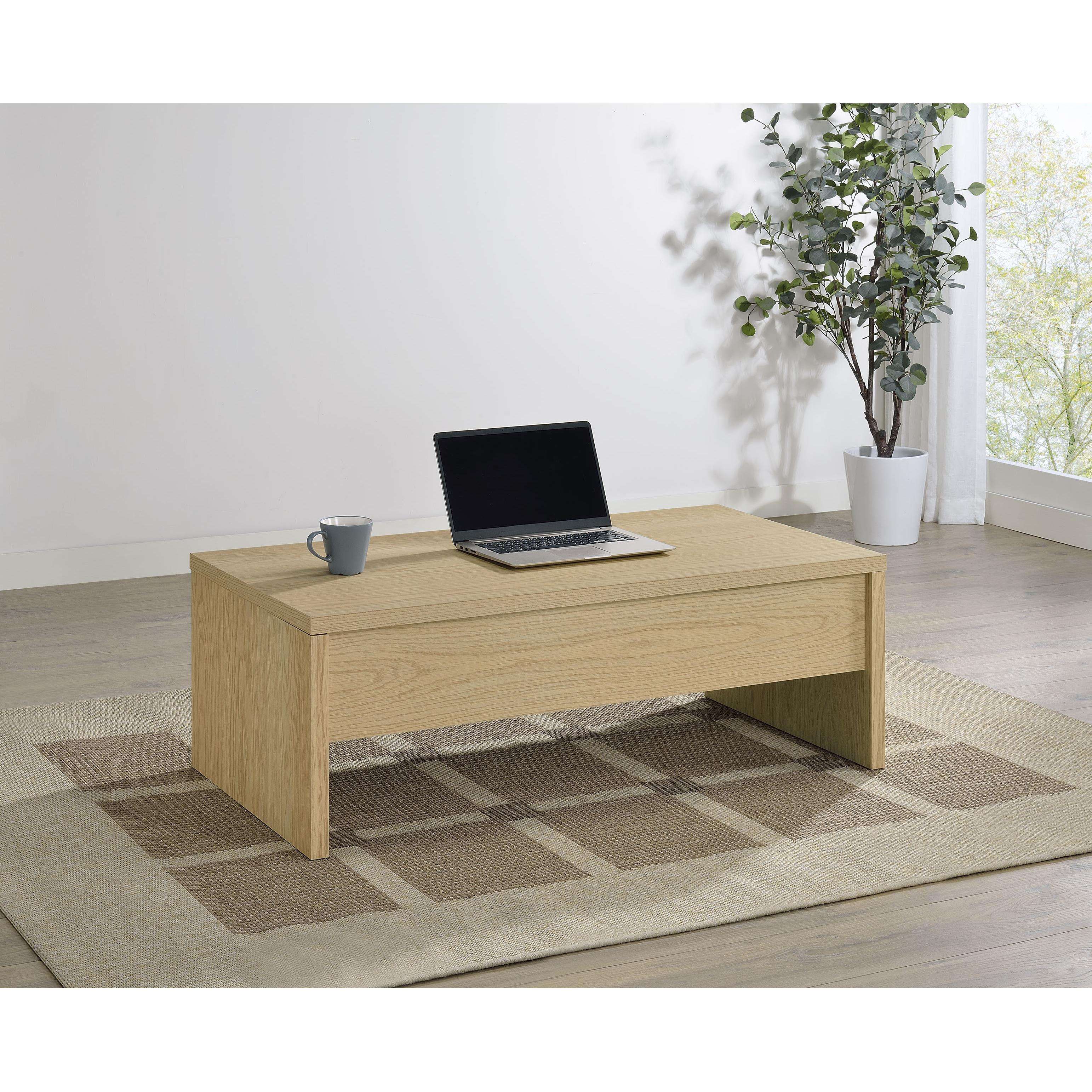  Coaster Furniture Canoga 706348 Engineered Wood Lift Top Coffee Table - Light Oak IMAGE 2