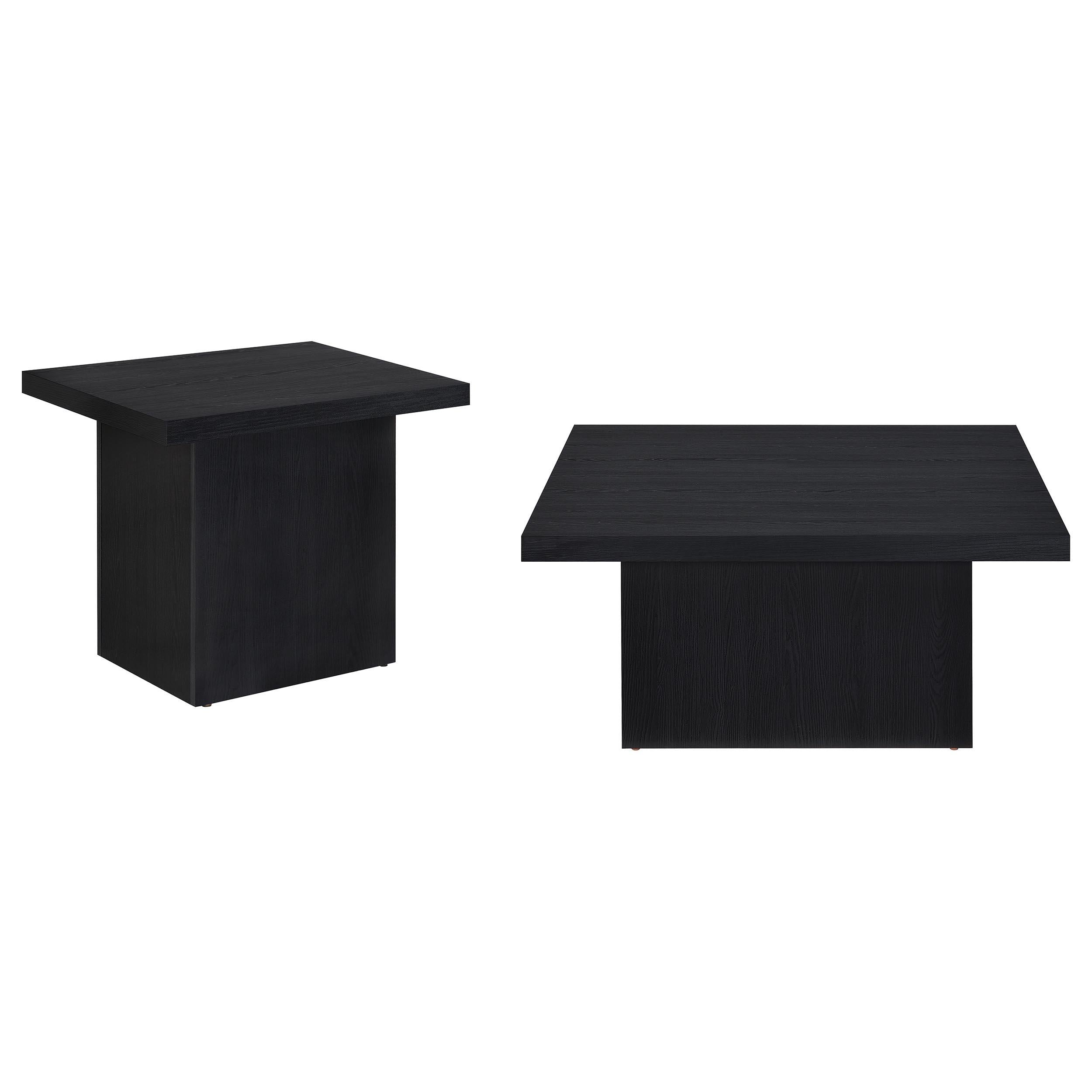  Coaster Furniture Devar 706408-S2 2-piece Square Cocktail Coffee End Table Set - Black IMAGE 1
