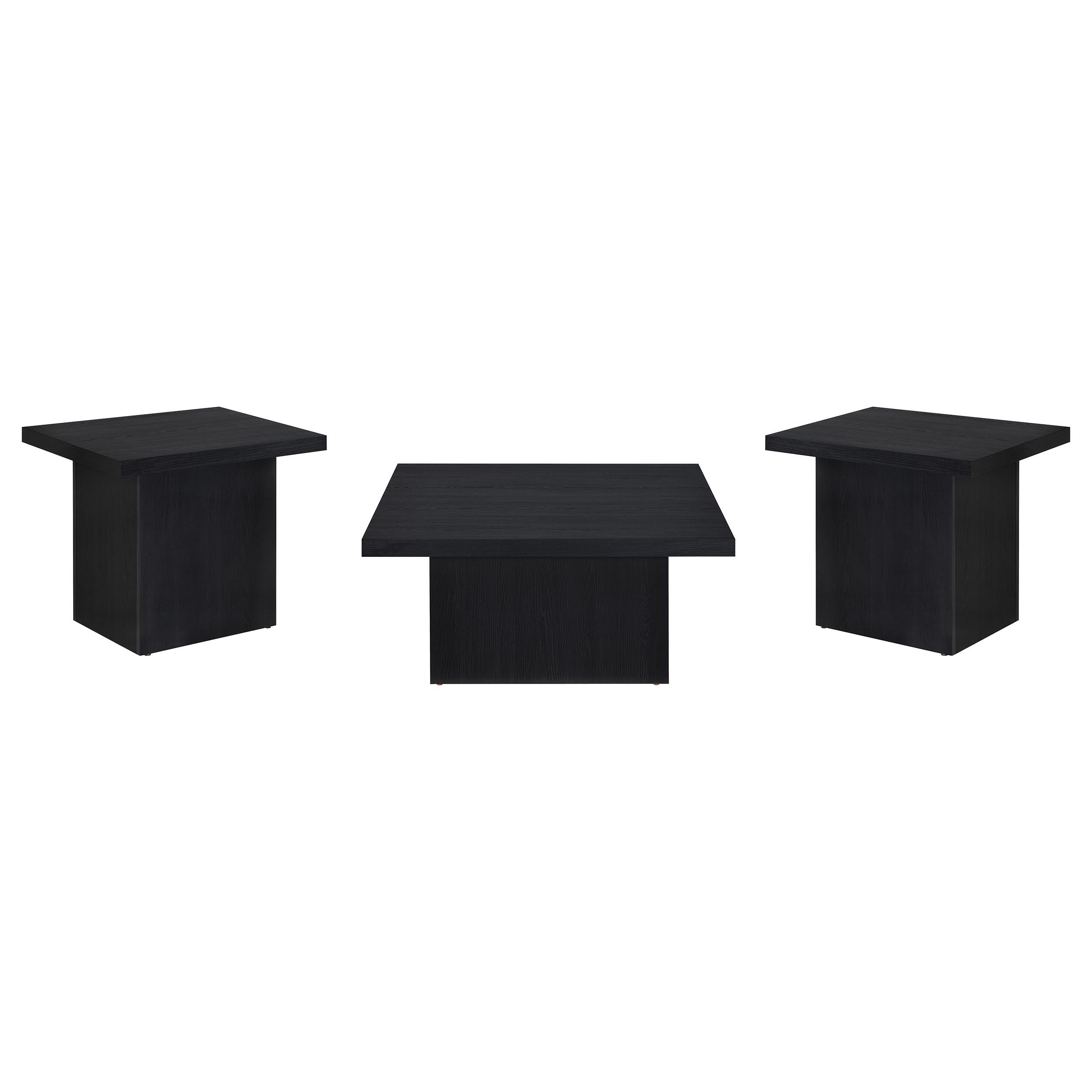  Coaster Furniture Devar 706408-S3 3-piece Square Cocktail Coffee End Table Set - Black IMAGE 1